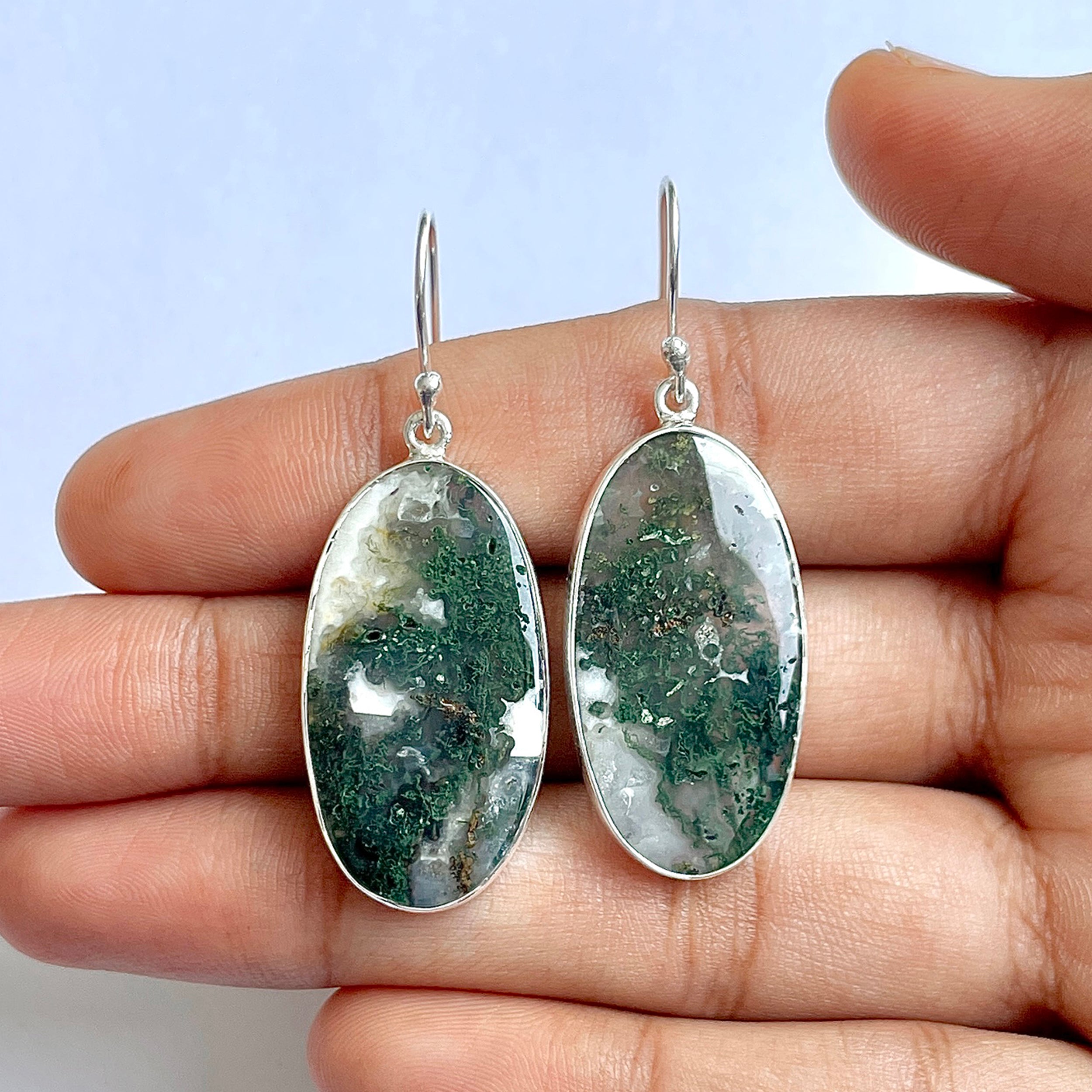 Moss Agate Earring-(MOA-3-35)