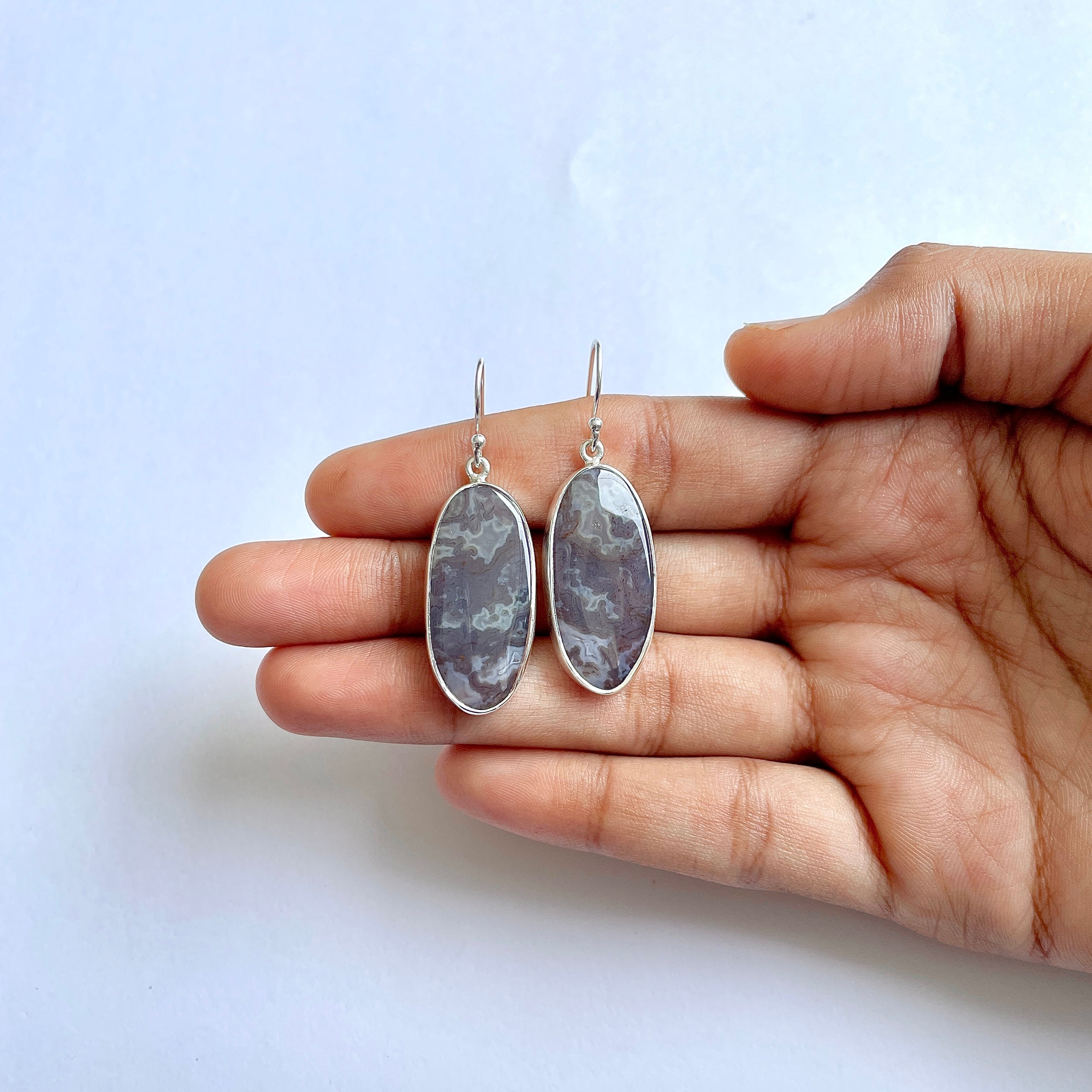 Moss Agate Earring-(MOA-3-36)