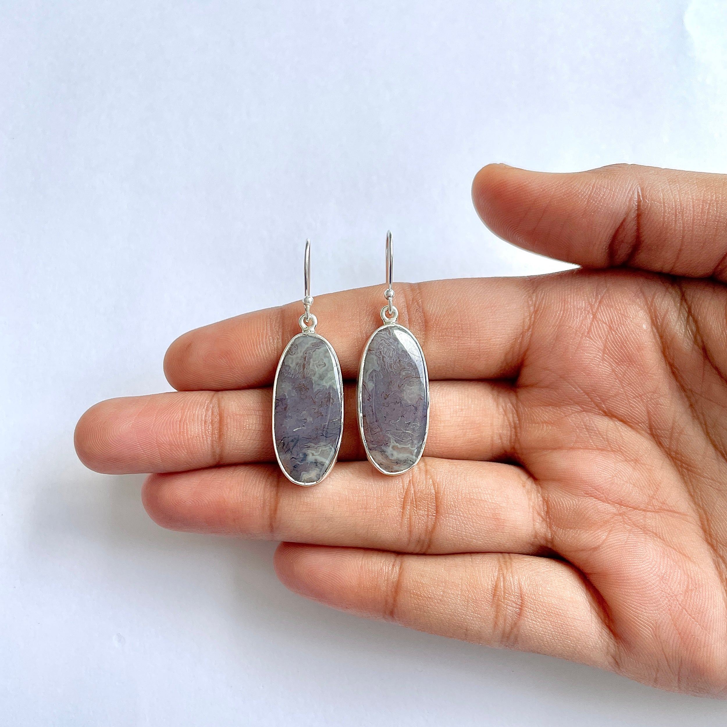 Moss Agate Earring-(MOA-3-37)