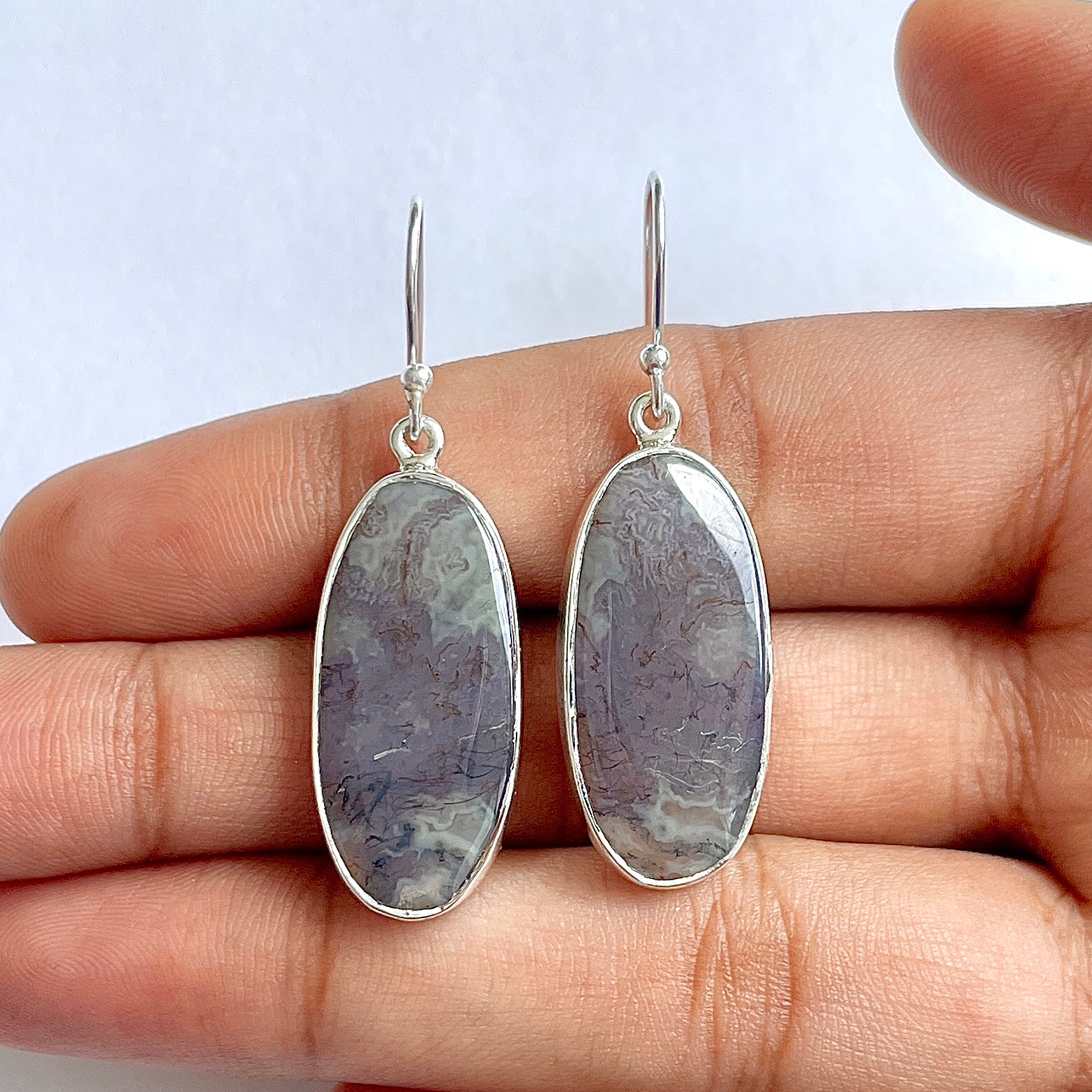Moss Agate Earring-(MOA-3-37)