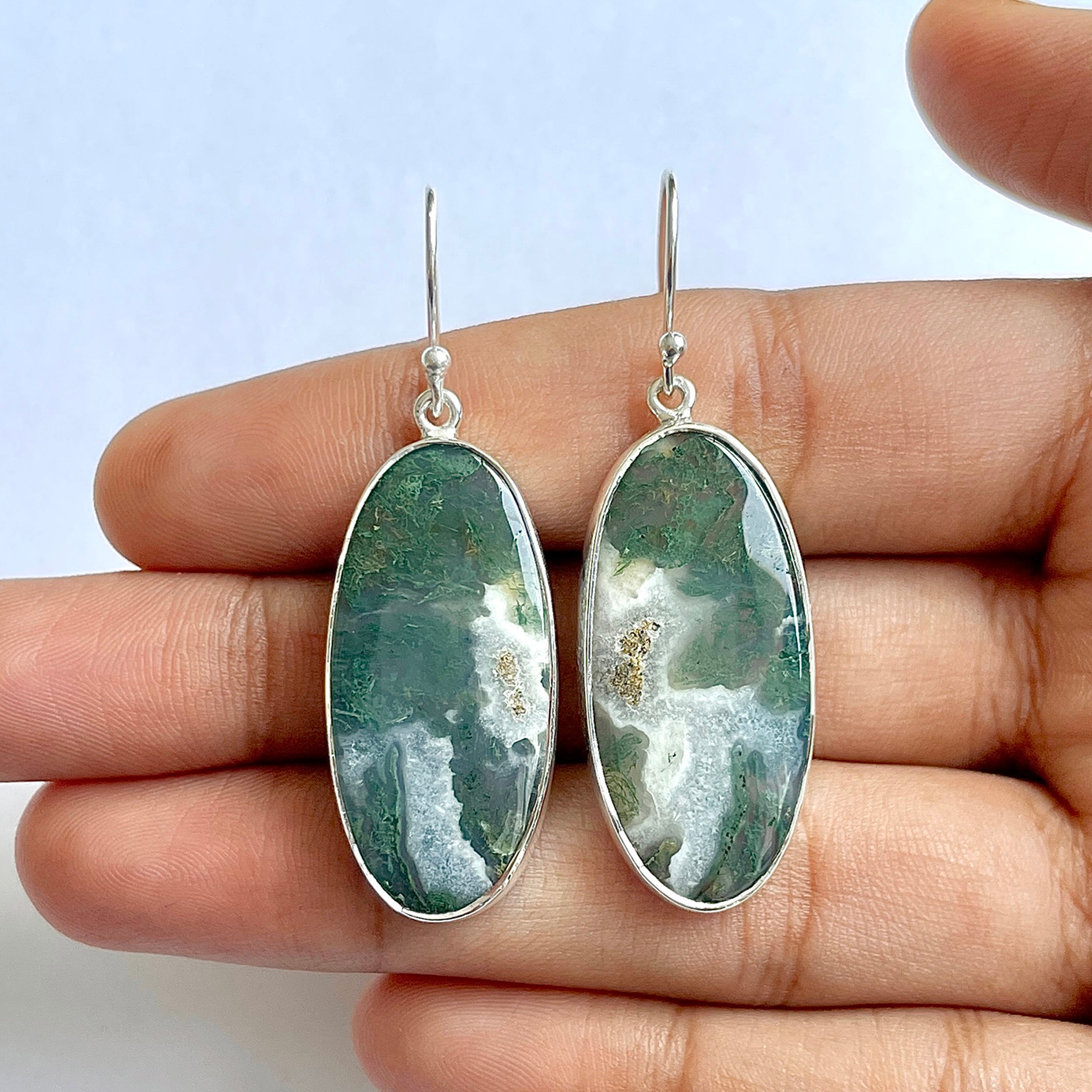 Moss Agate Earring-(MOA-3-41)