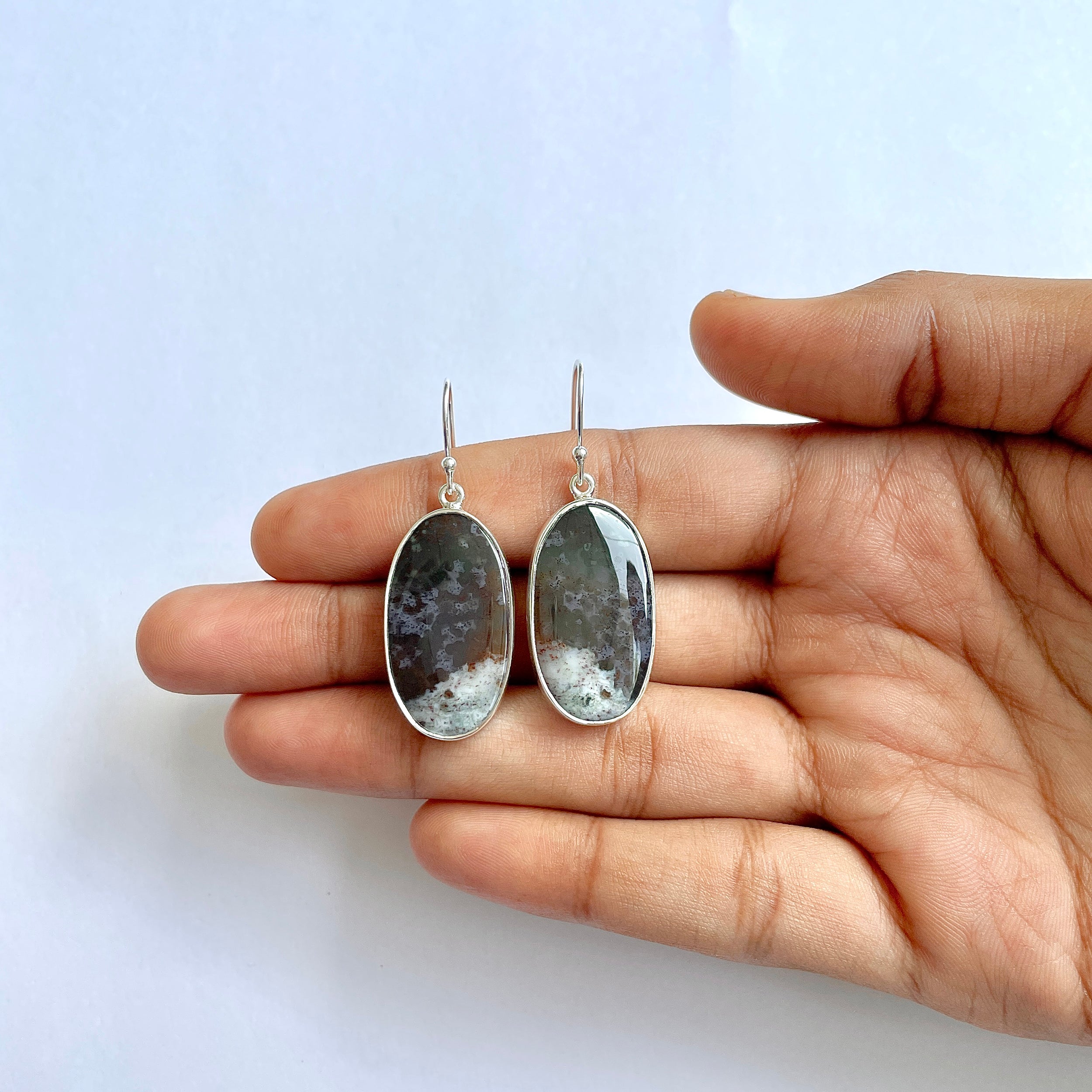 Moss Agate Earring-(MOA-3-42)