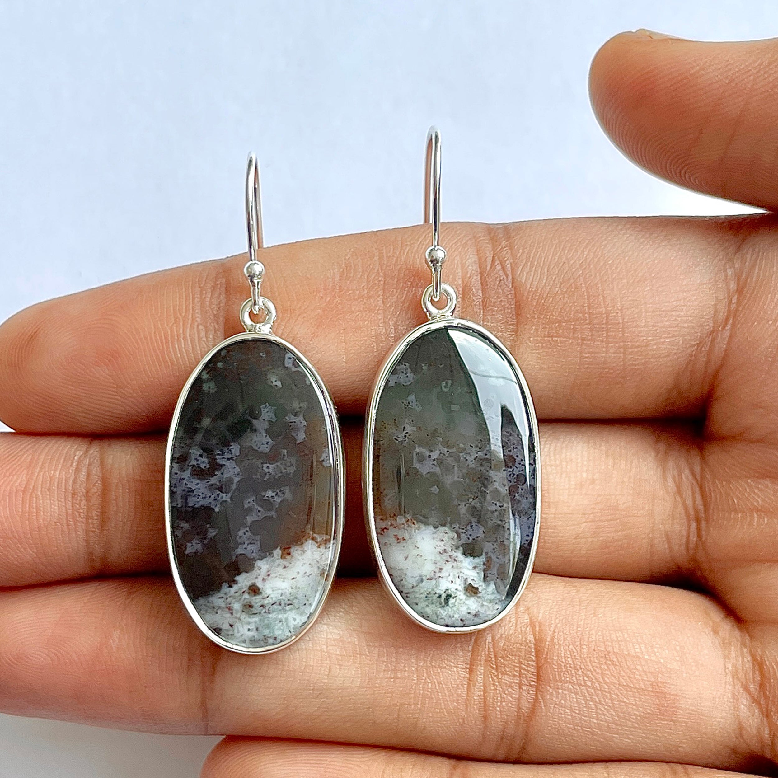 Moss Agate Earring-(MOA-3-42)