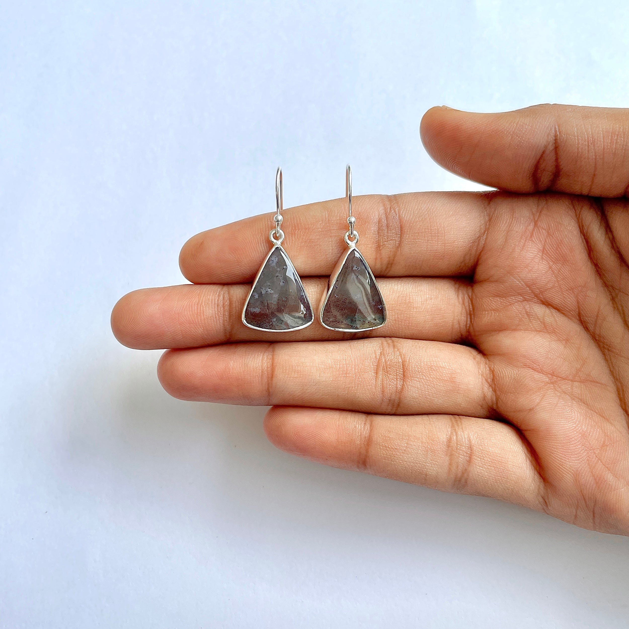 Moss Agate Earring-(MOA-3-43)