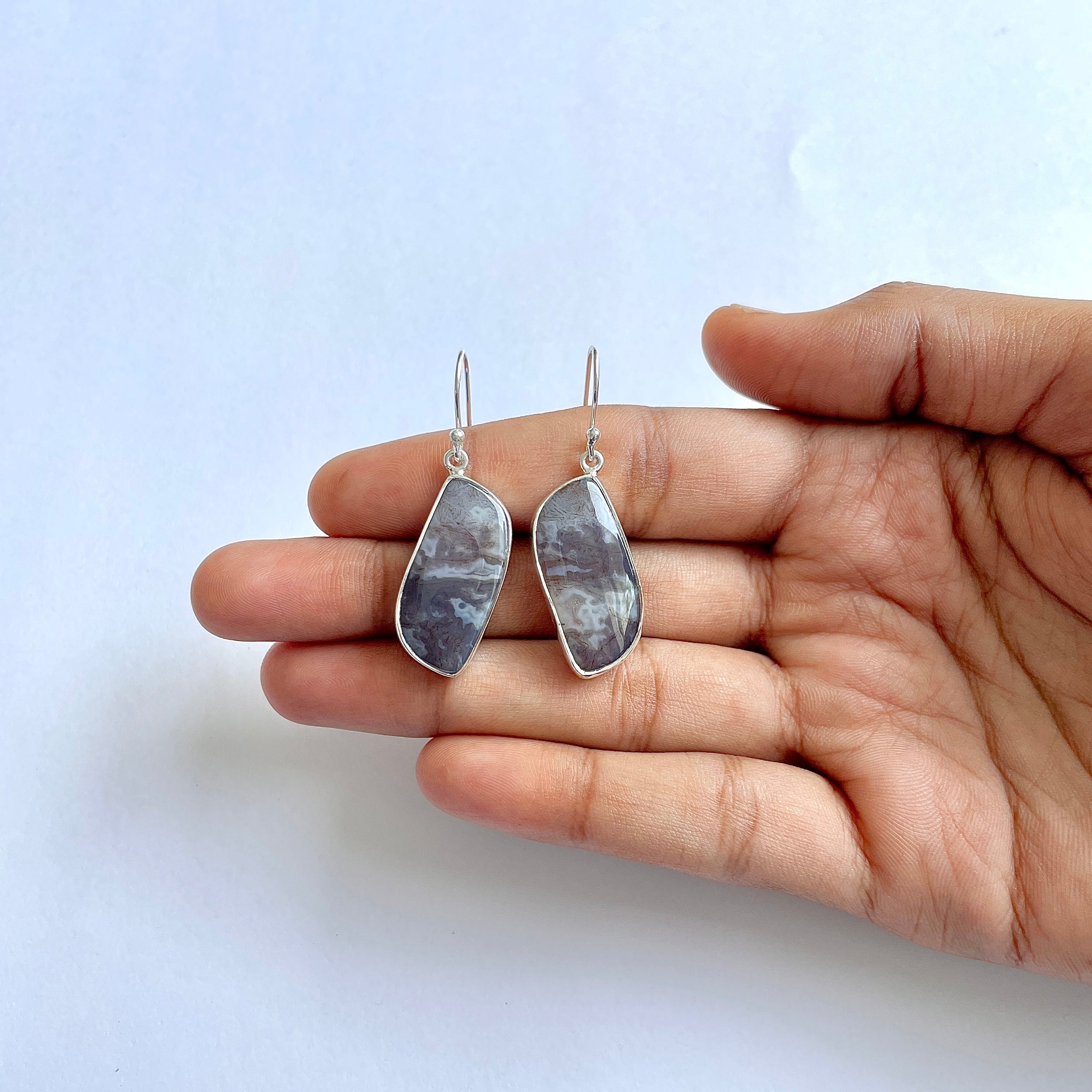 Moss Agate Earring-(MOA-3-45)