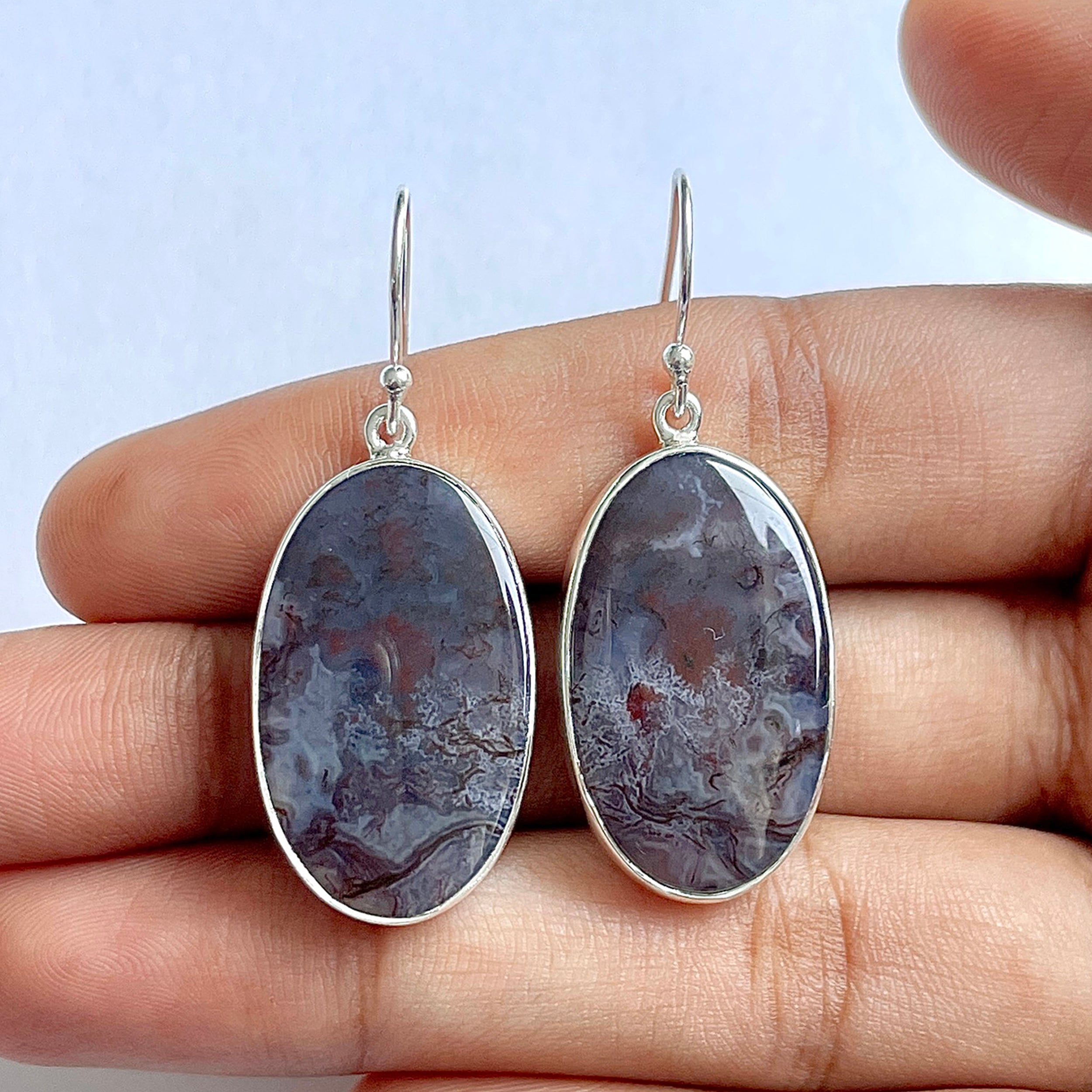 Moss Agate Earring-(MOA-3-46)