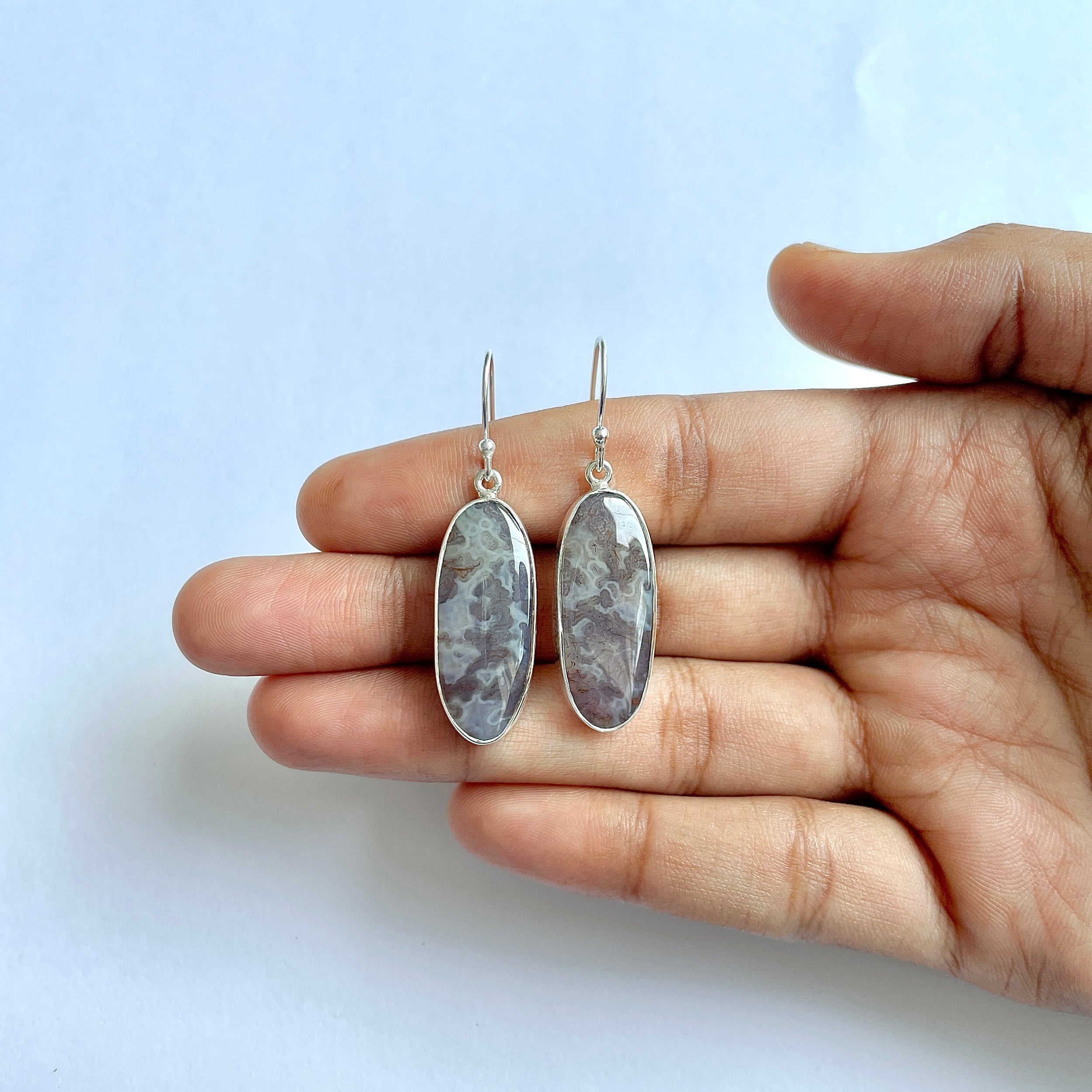 Moss Agate Earring-(MOA-3-47)