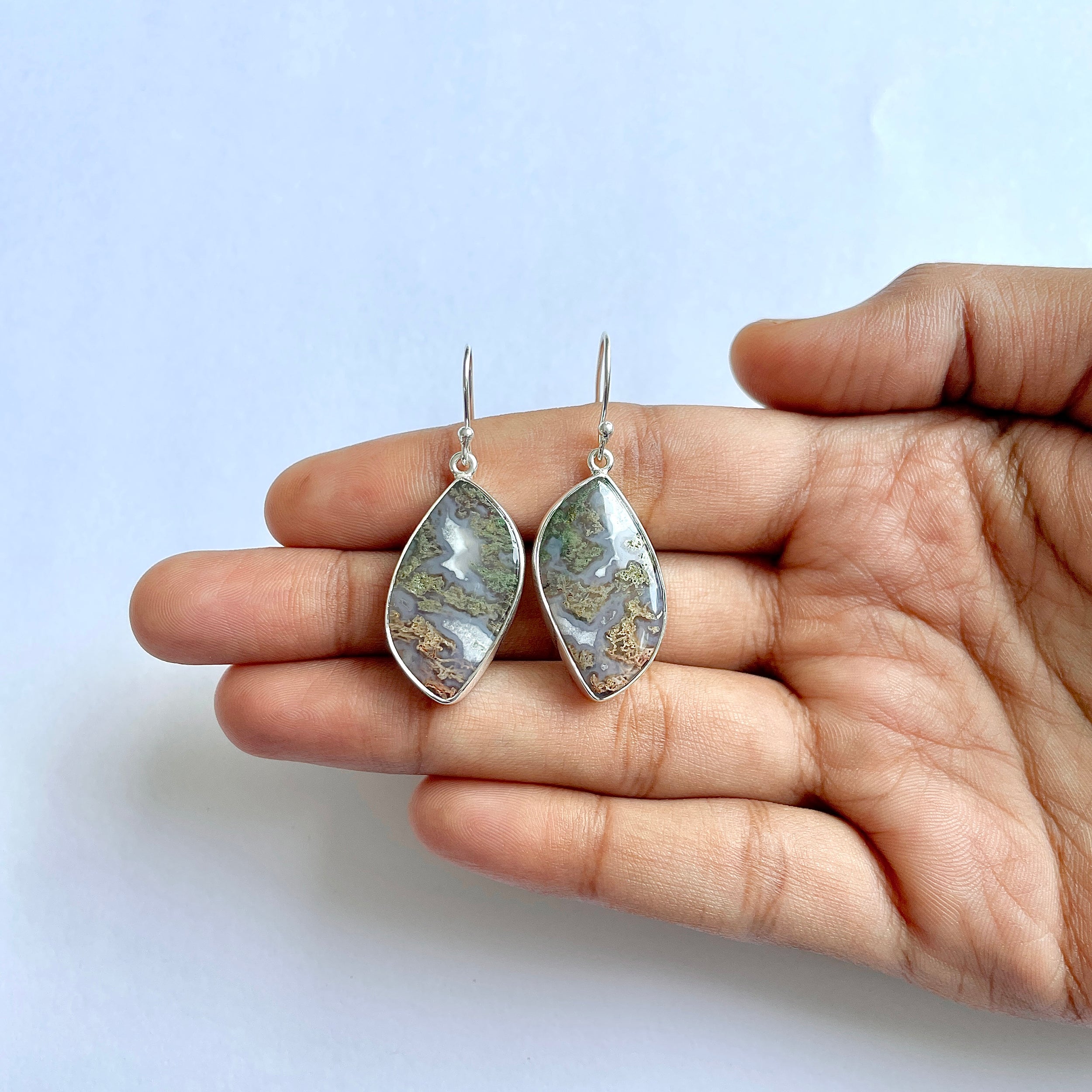 Moss Agate Earring-(MOA-3-49)