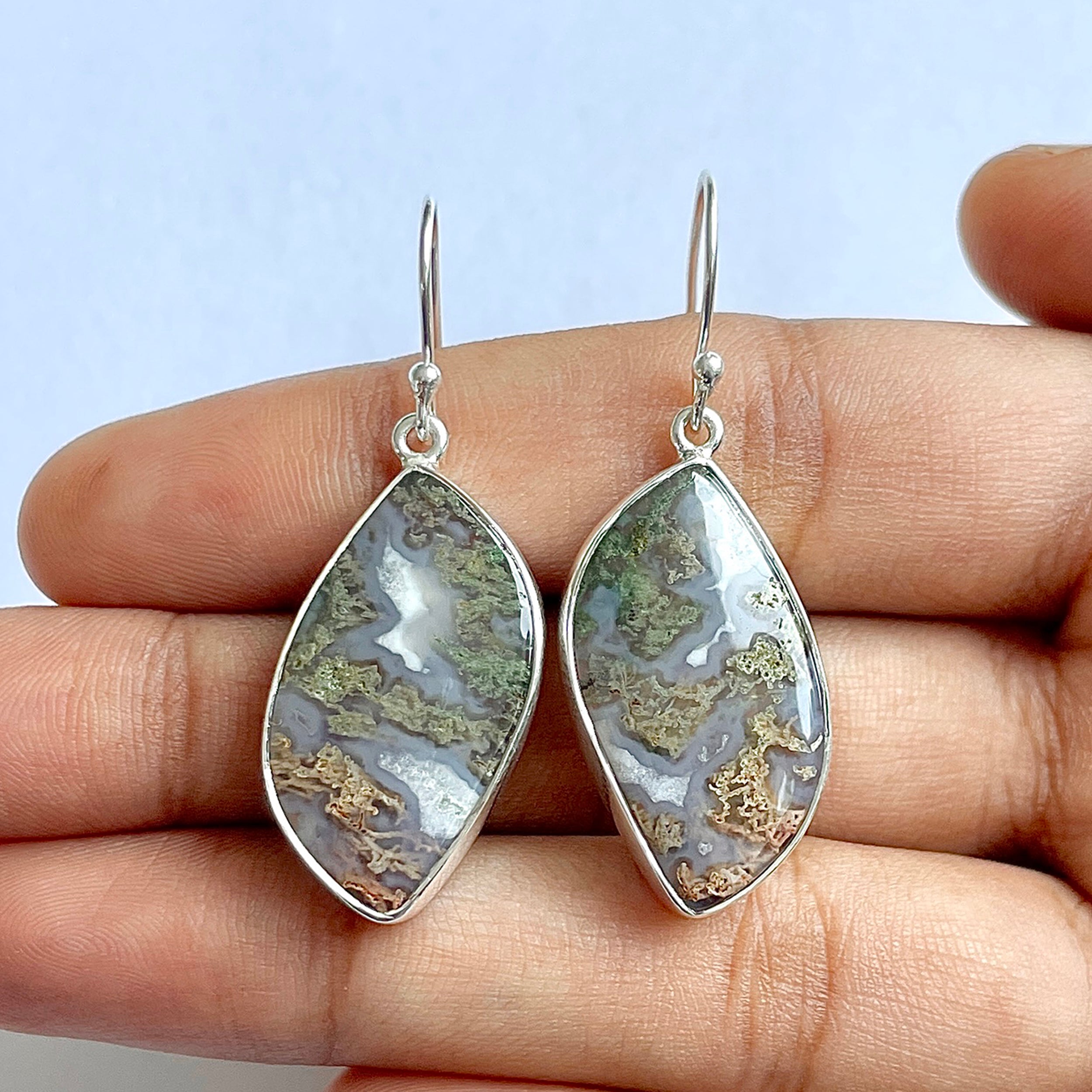 Moss Agate Earring-(MOA-3-49)