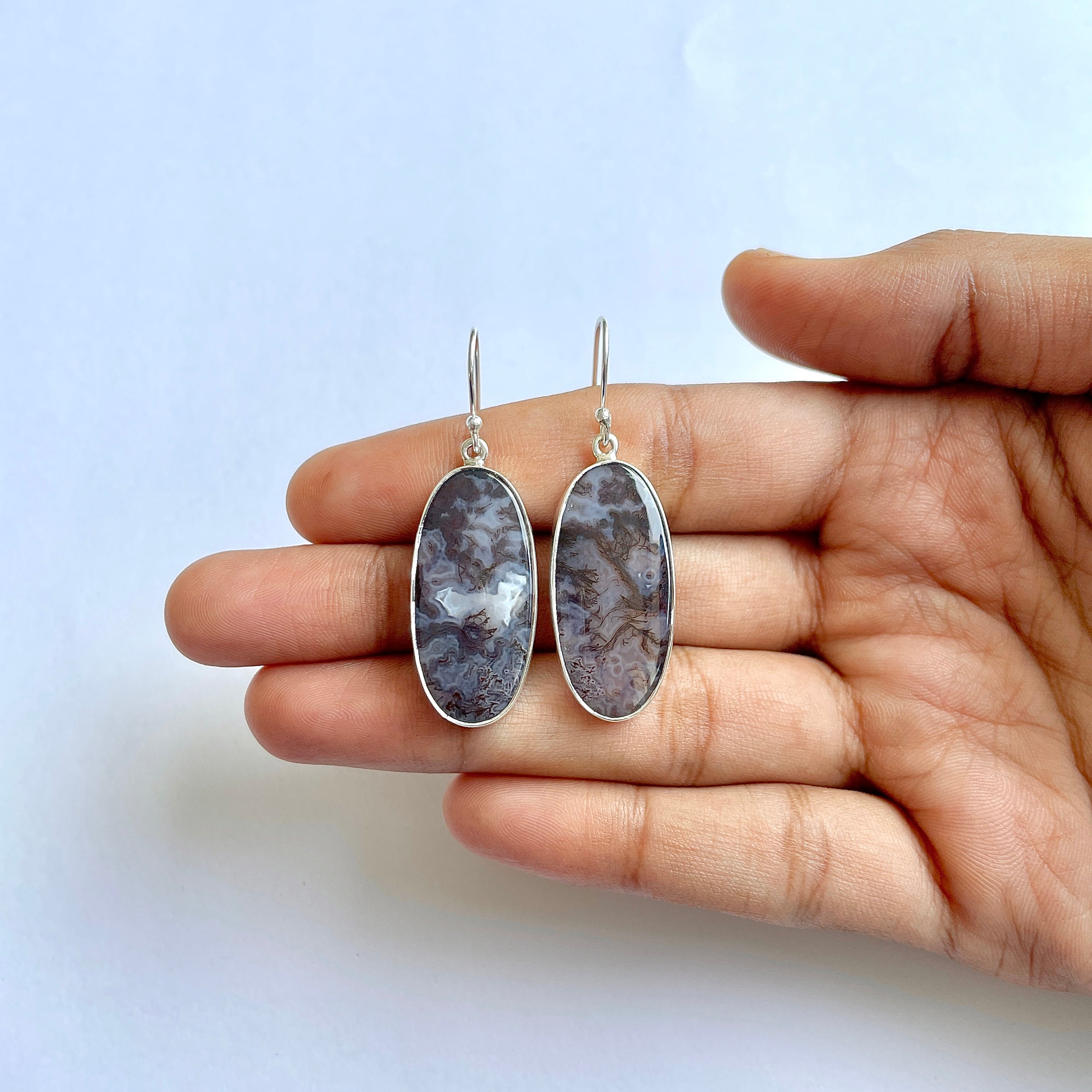 Moss Agate Earring-(MOA-3-50)