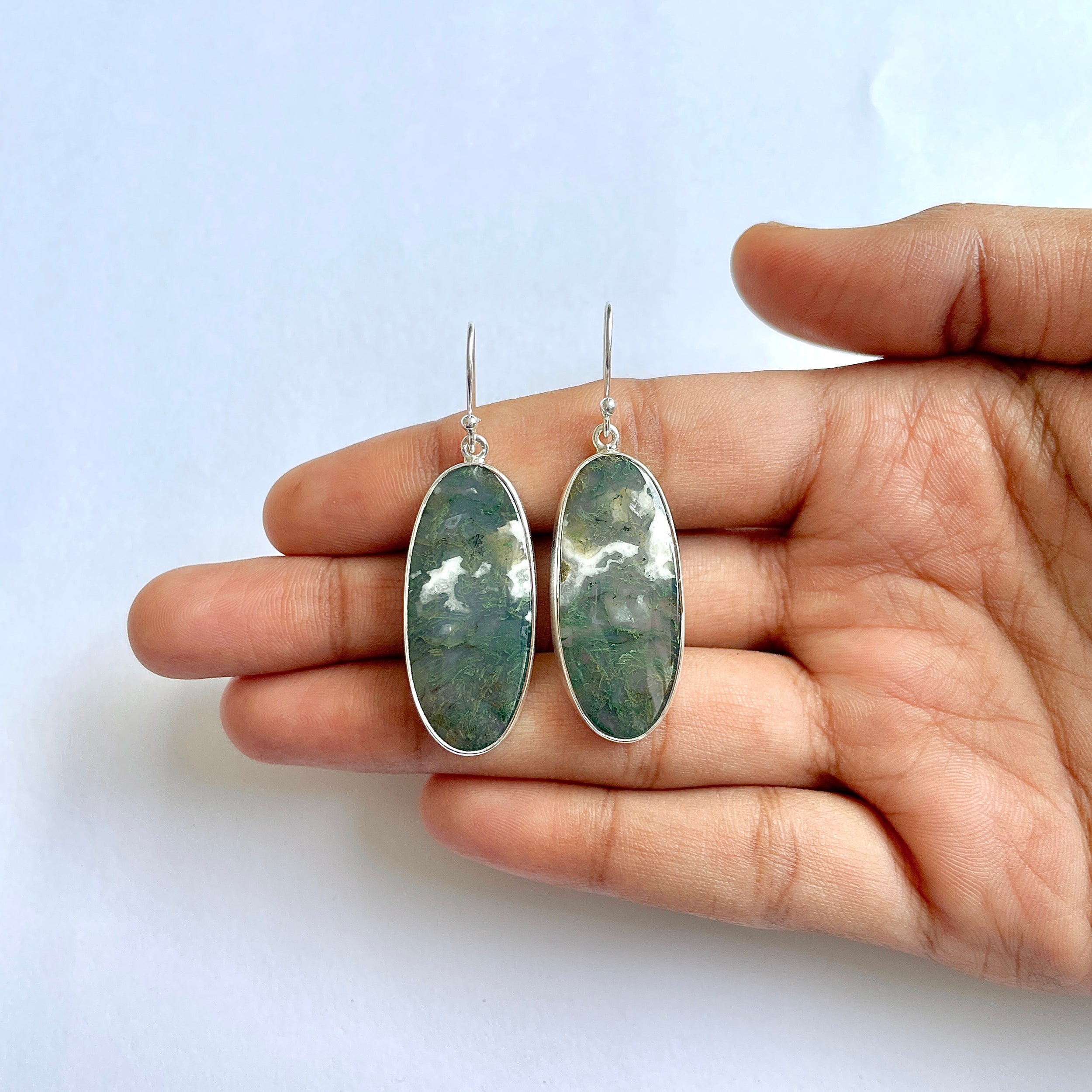 Moss Agate Earring-(MOA-3-55)