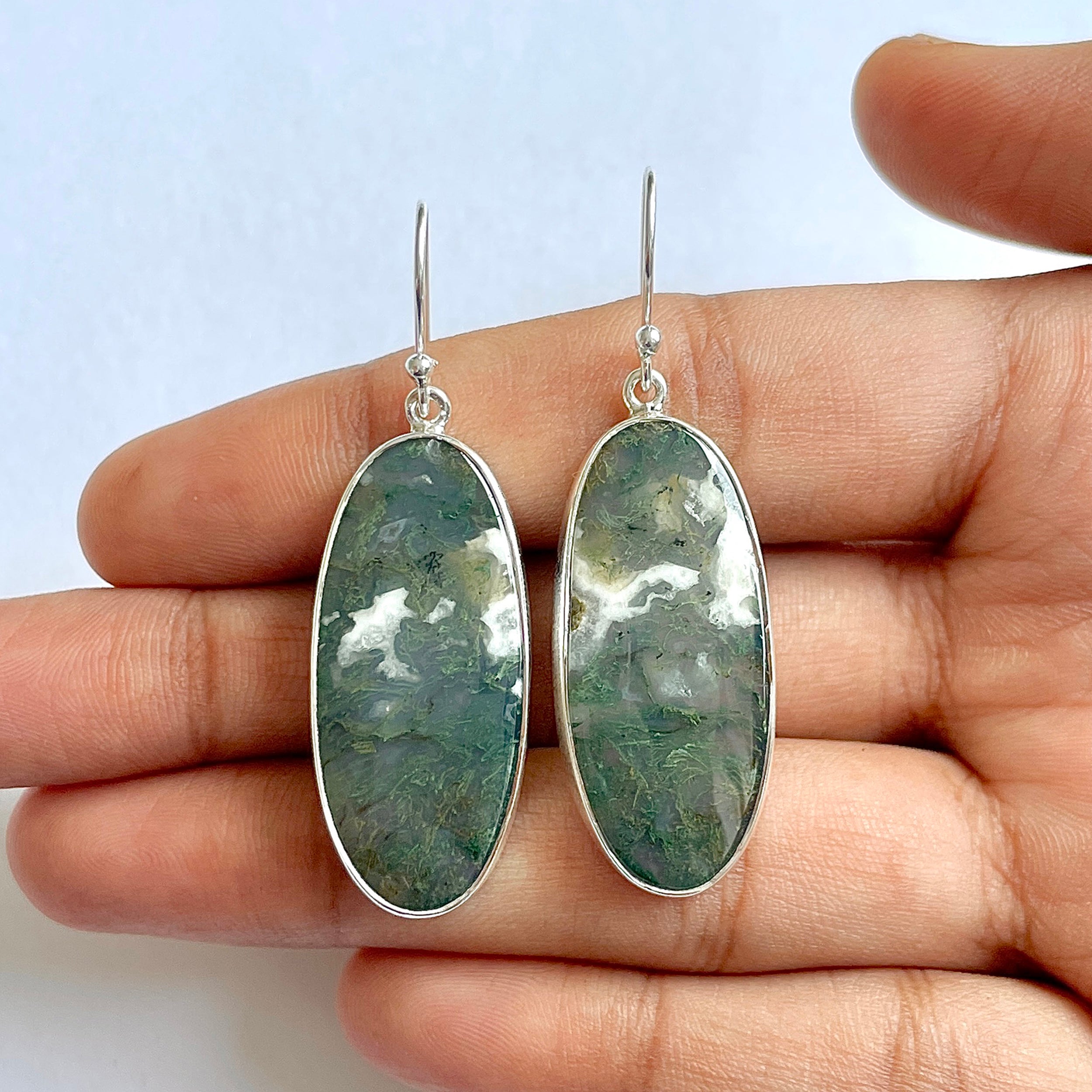Moss Agate Earring-(MOA-3-55)