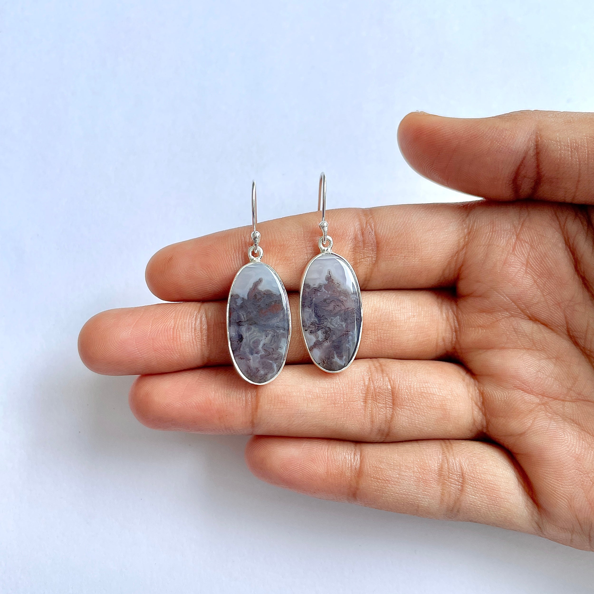 Moss Agate Earring-(MOA-3-9)