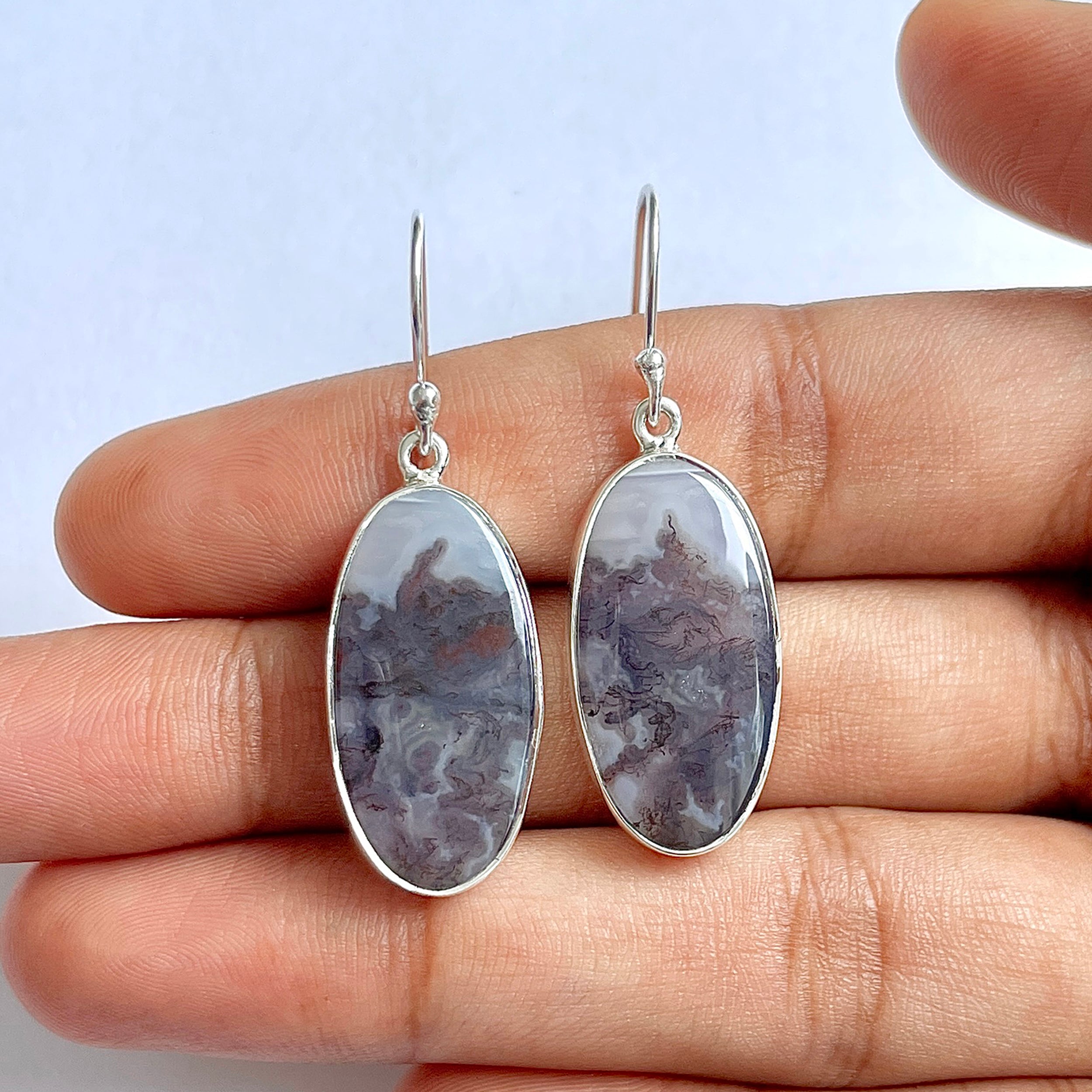 Moss Agate Earring-(MOA-3-9)