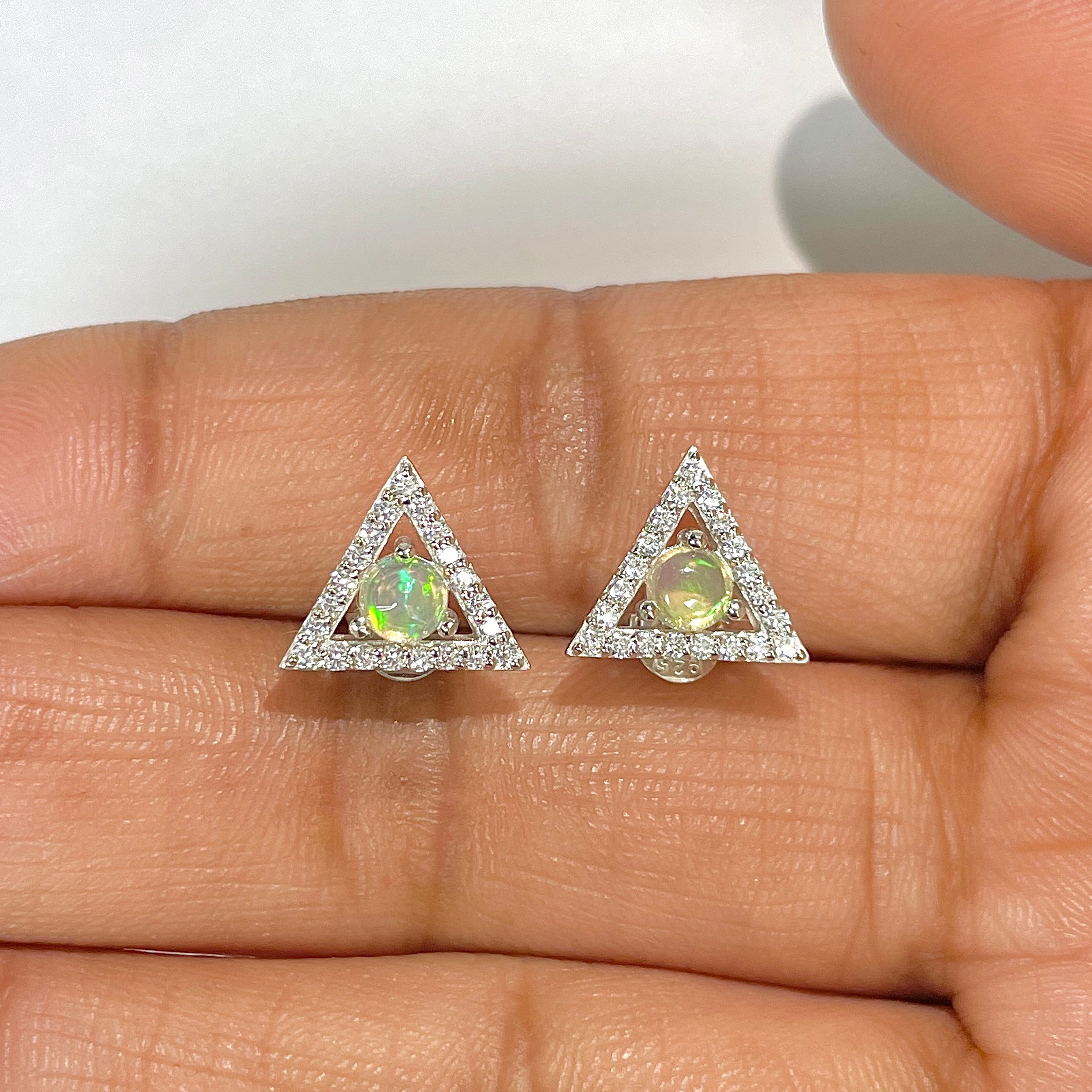 Opal Stud Earring-(OPL-RDE-848)