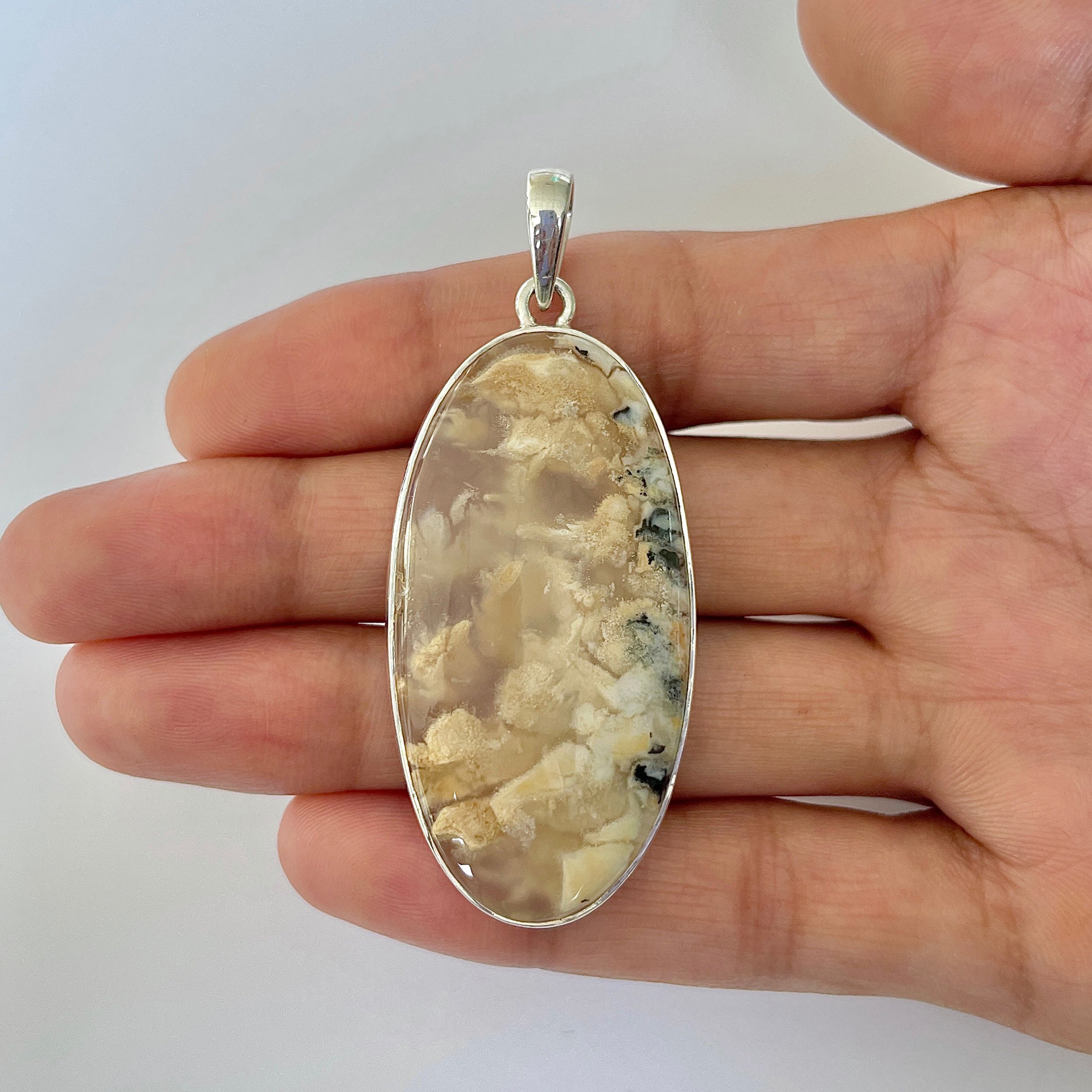 Plume Agate Pendant-(PLA-1-11)