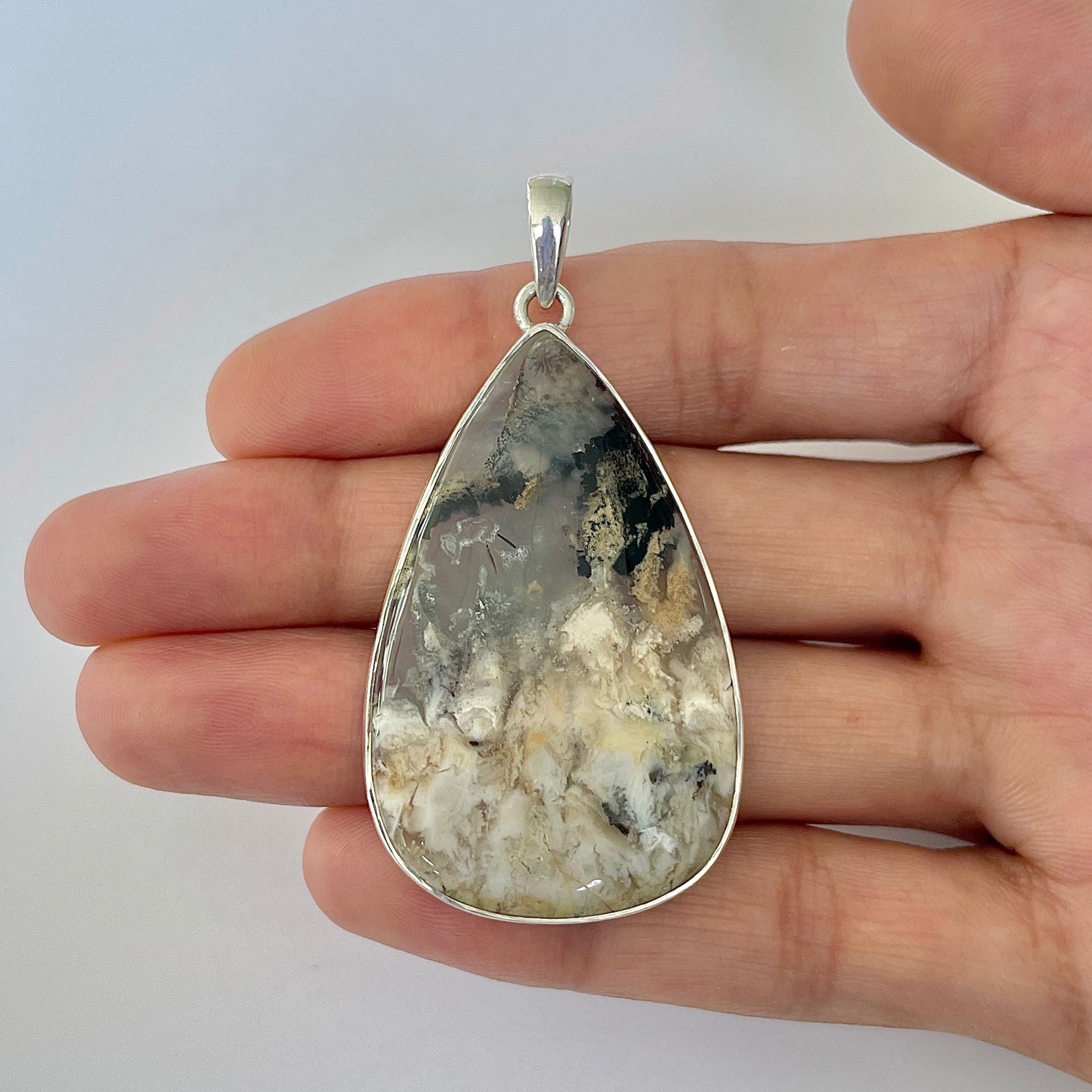 Plume Agate Pendant-(PLA-1-12)