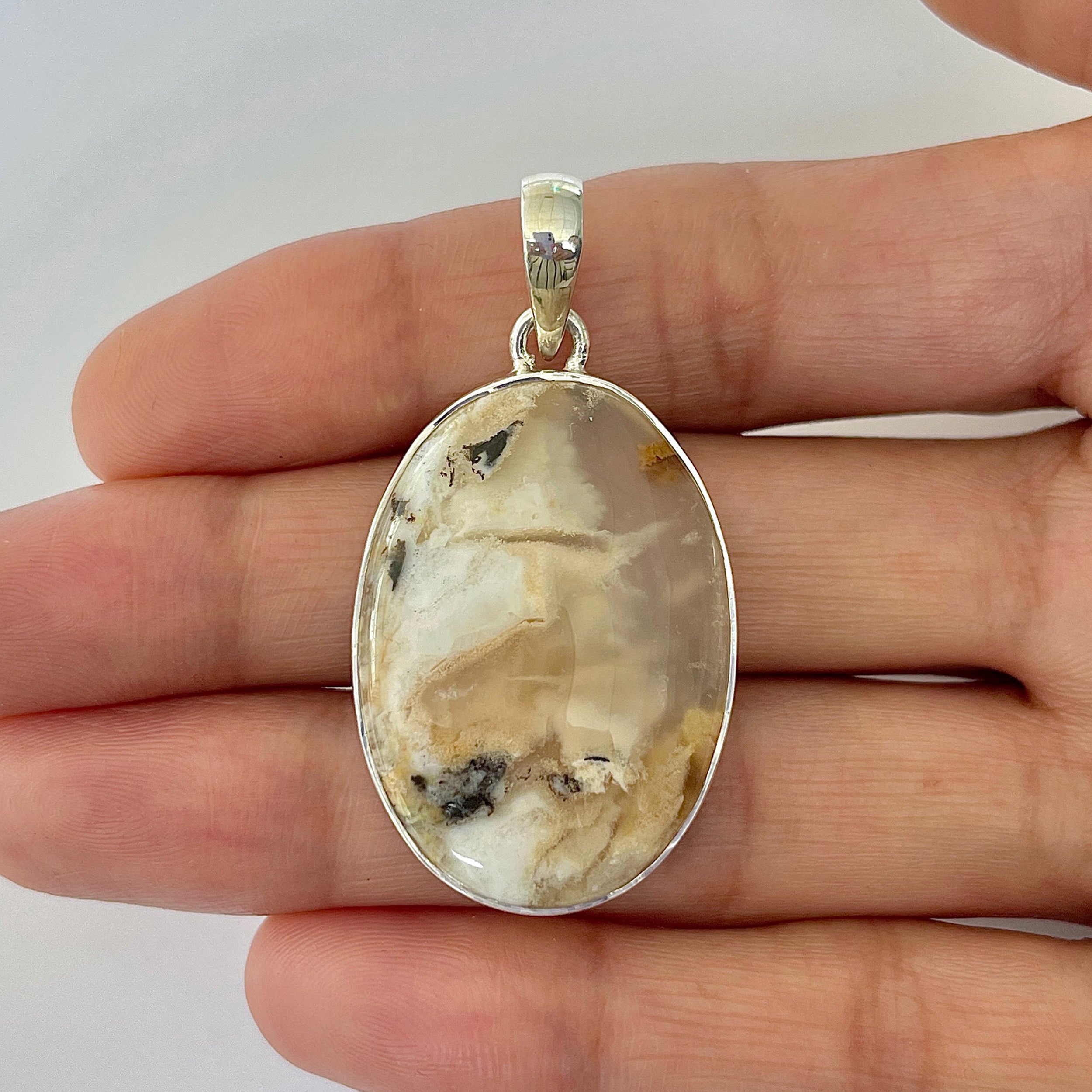 Plume Agate Pendant-(PLA-1-13)
