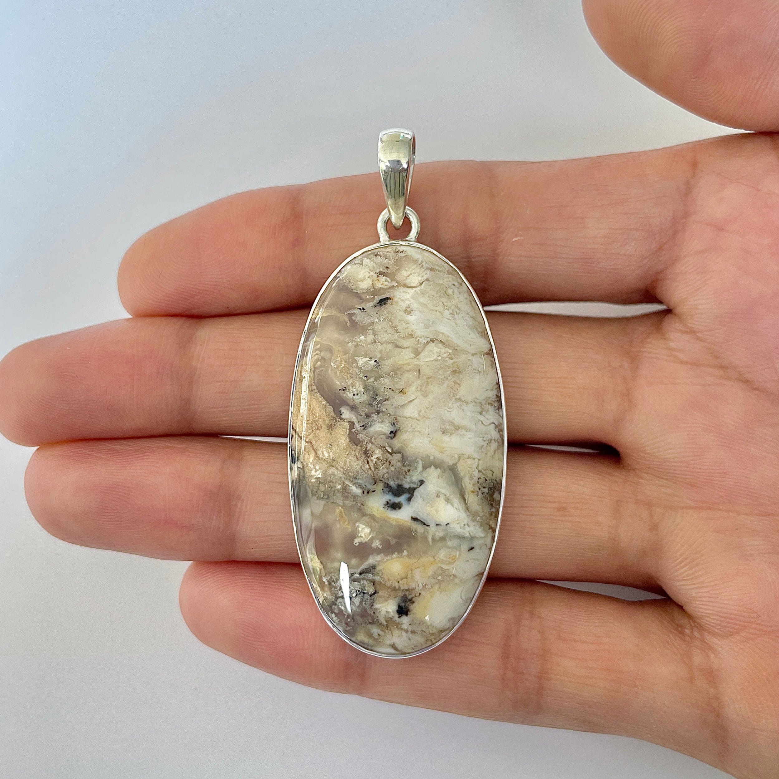Plume Agate Pendant-(PLA-1-14)
