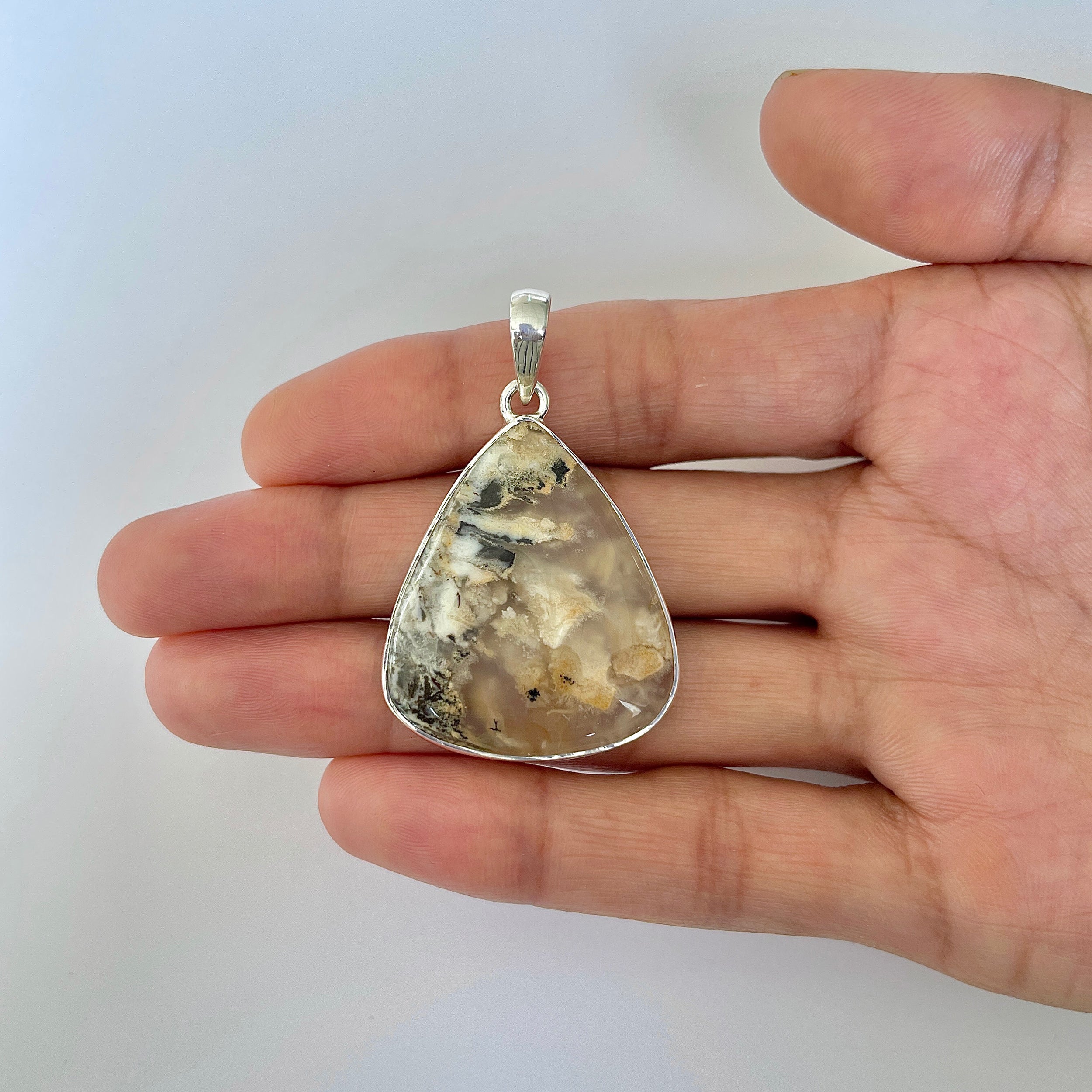 Plume Agate Pendant-(PLA-1-17)