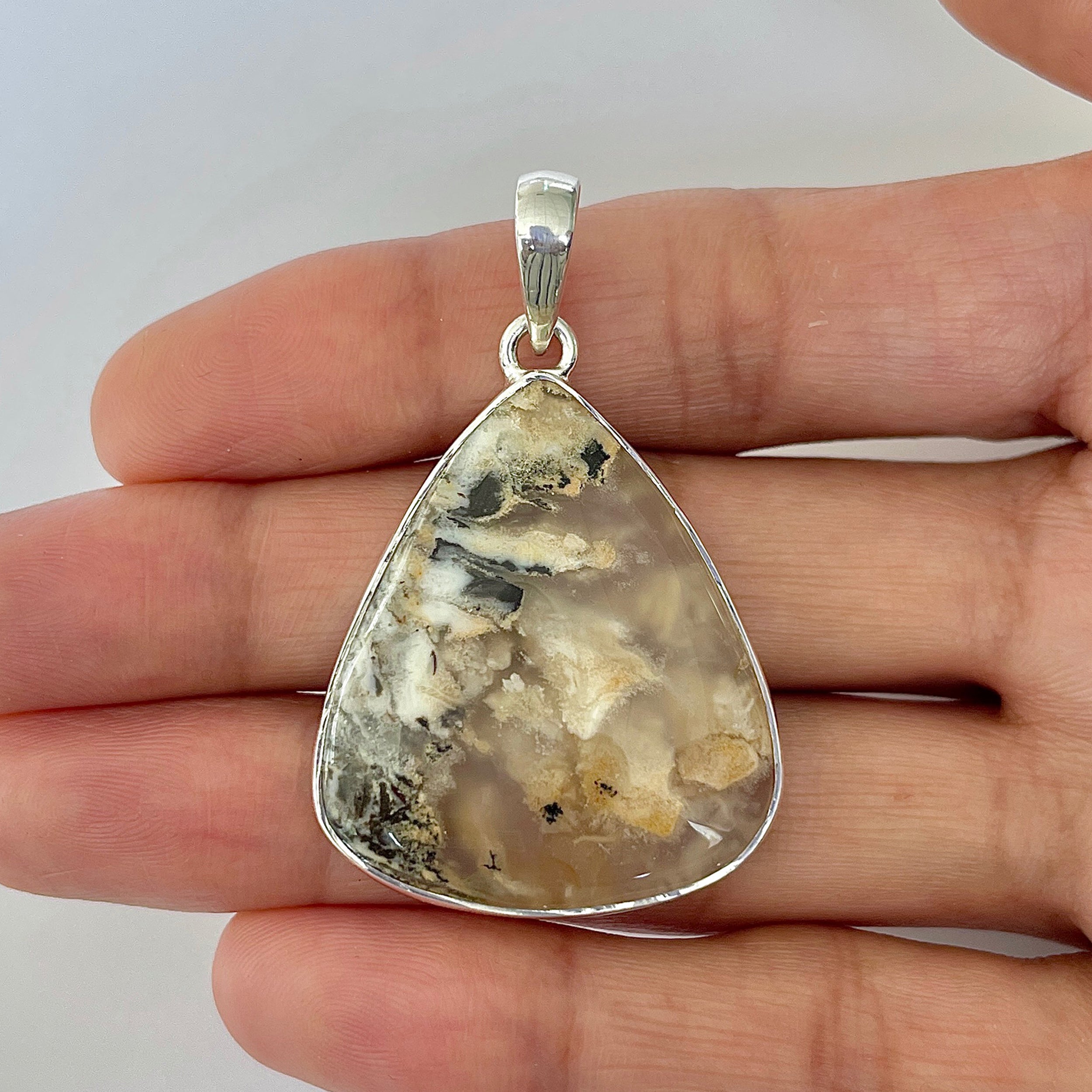 Plume Agate Pendant-(PLA-1-17)