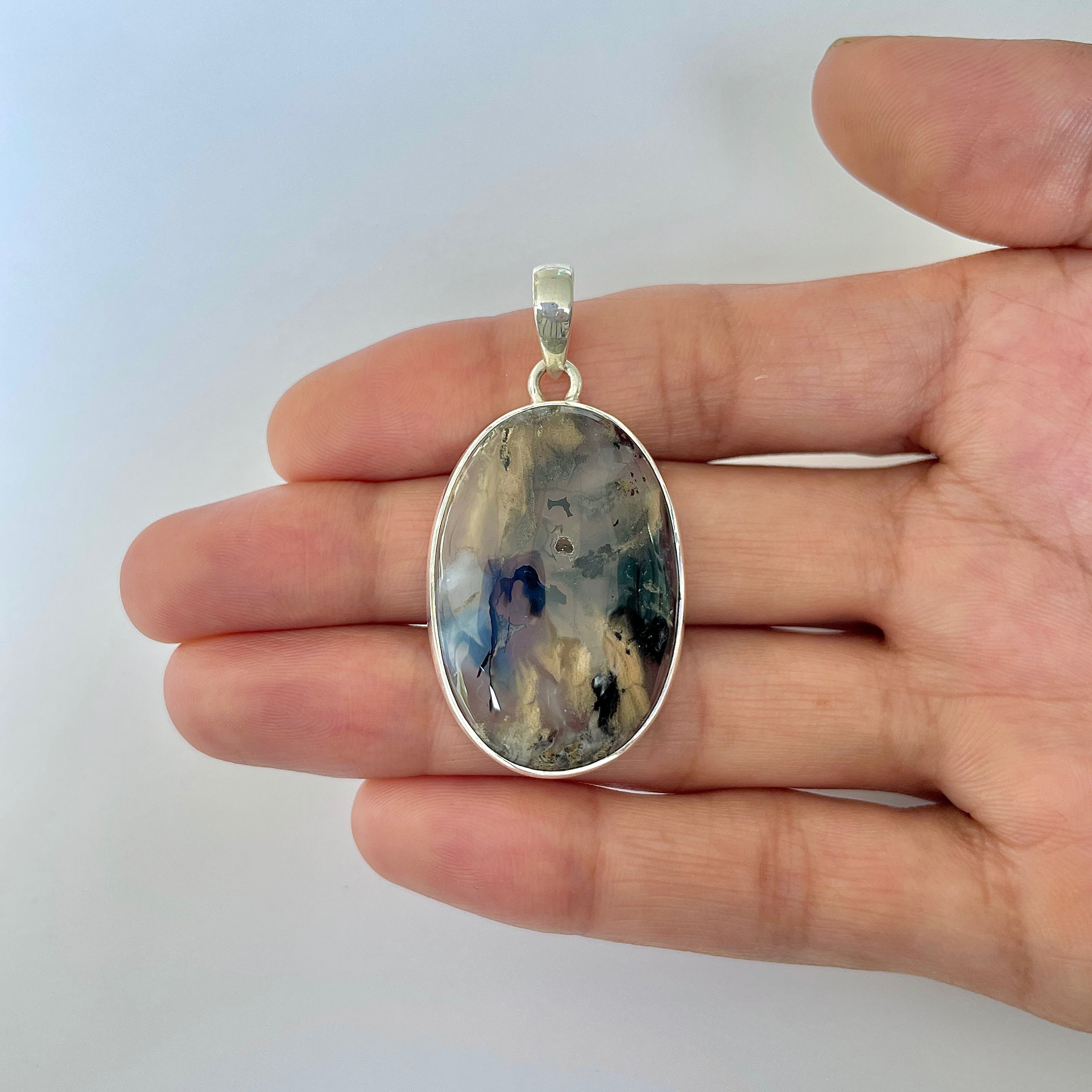 Plume Agate Pendant-(PLA-1-18)