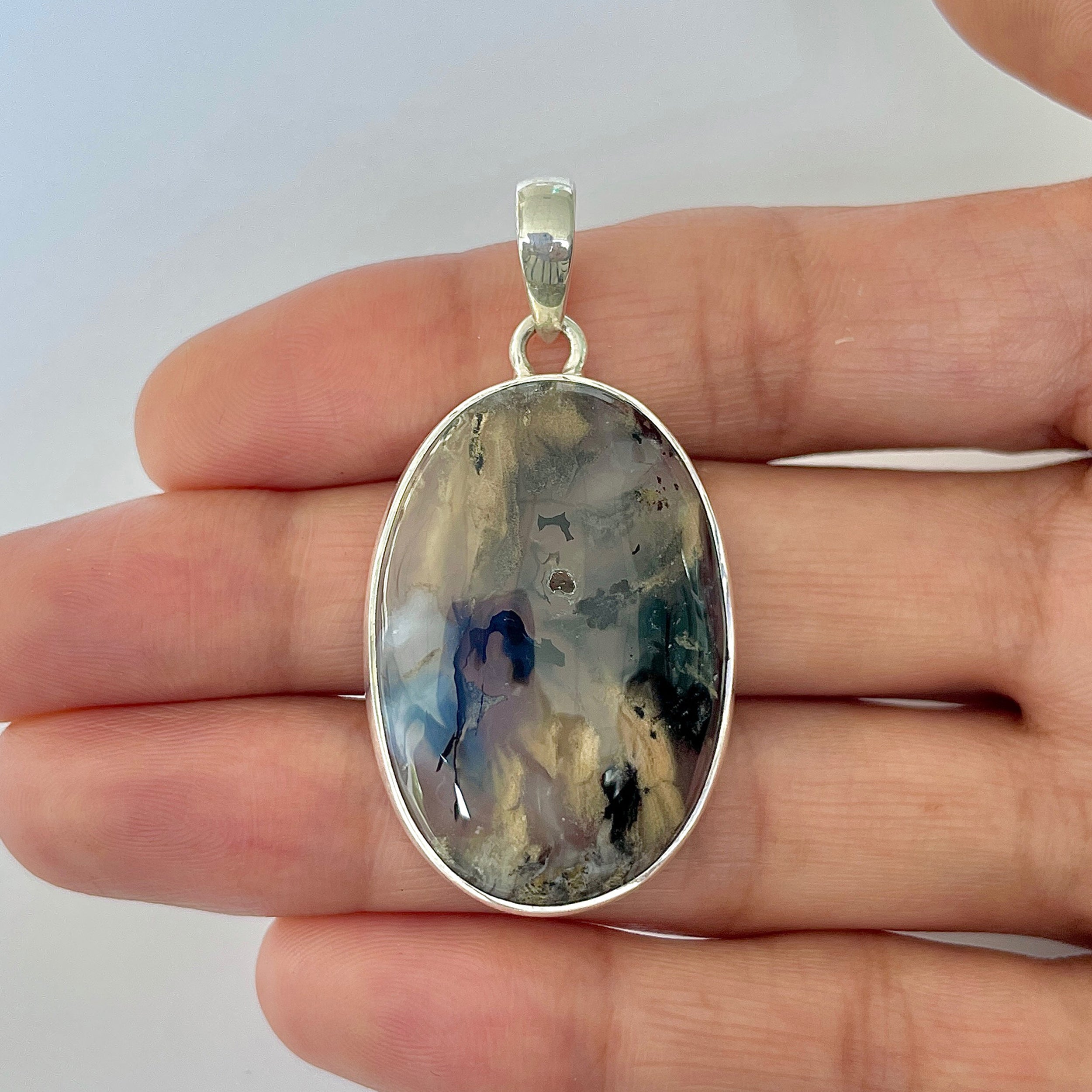 Plume Agate Pendant-(PLA-1-18)