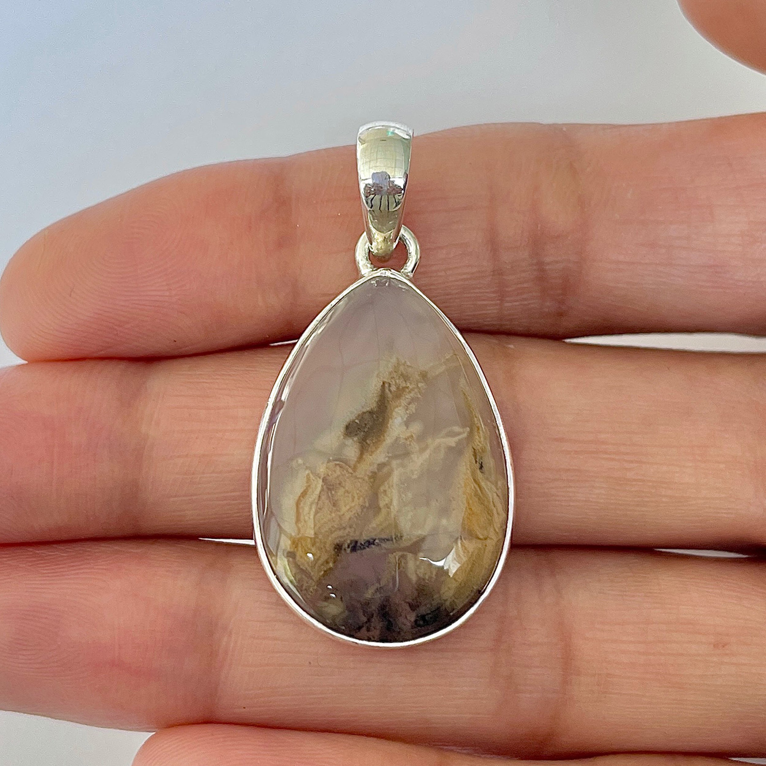 Plume Agate Pendant-(PLA-1-19)