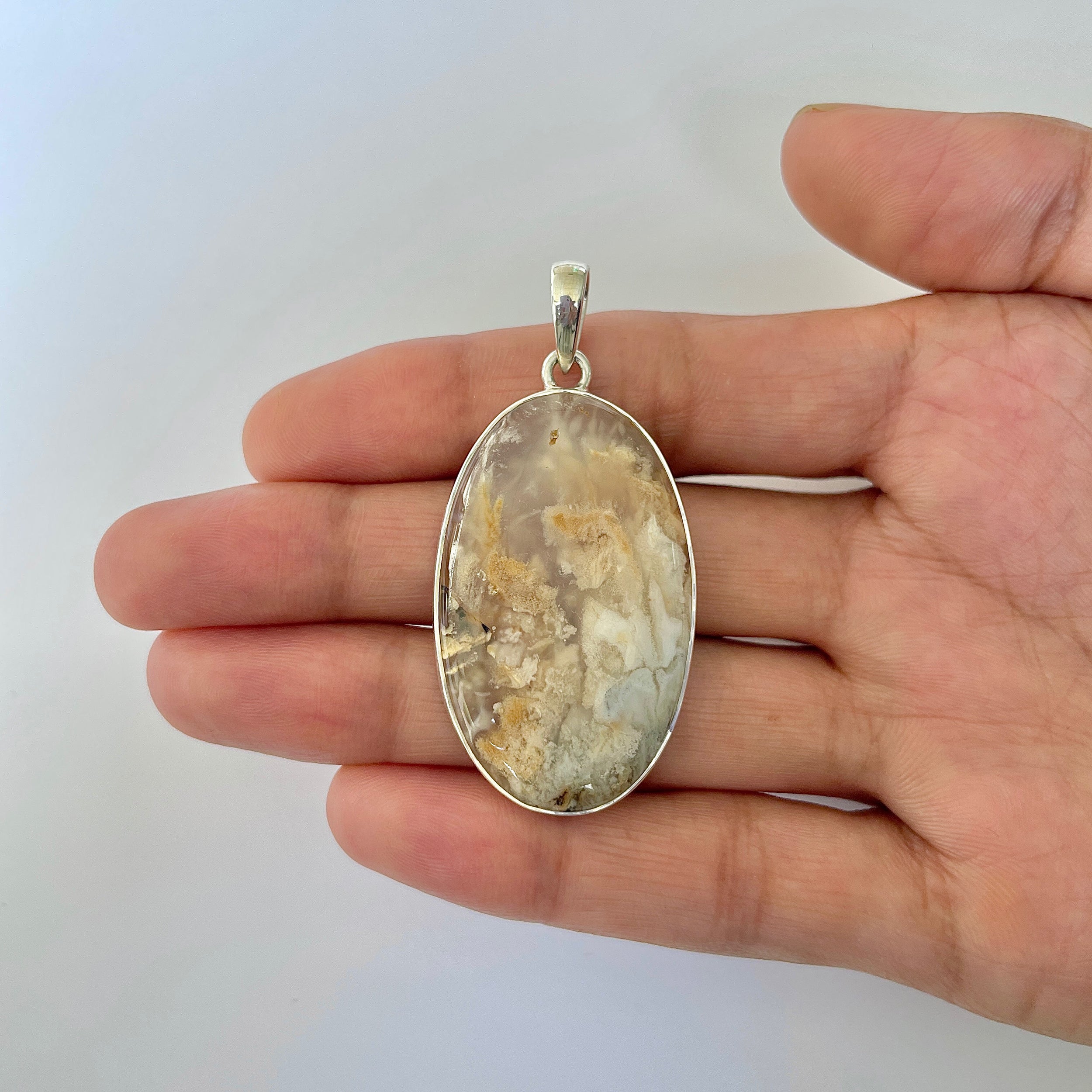 Plume Agate Pendant-(PLA-1-21)
