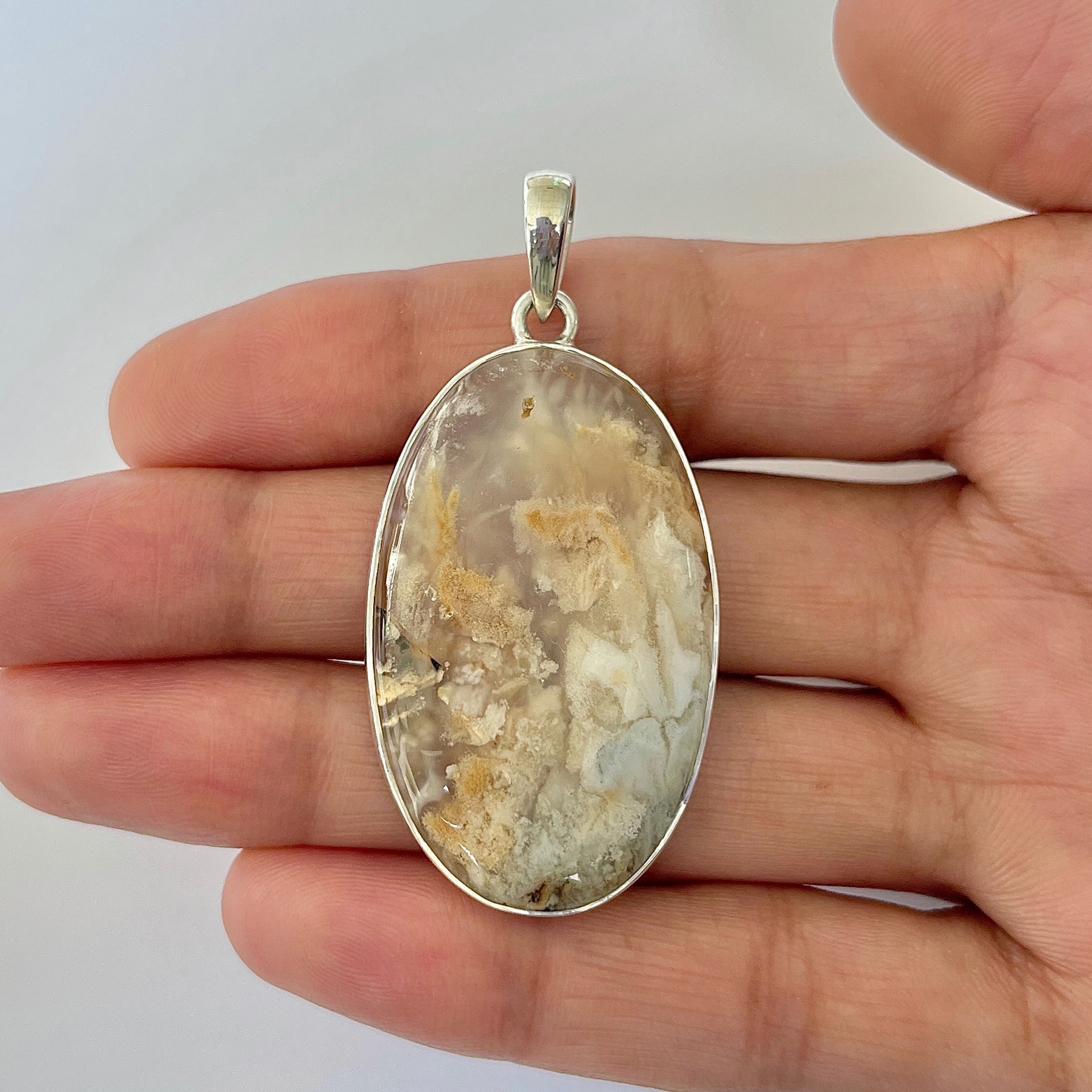 Plume Agate Pendant-(PLA-1-21)