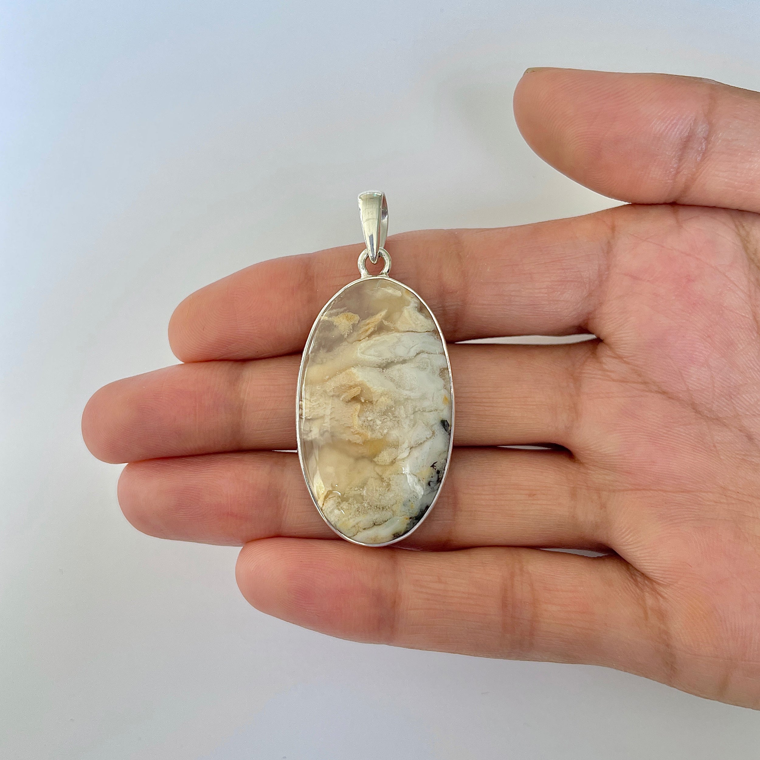 Plume Agate Pendant-(PLA-1-27)
