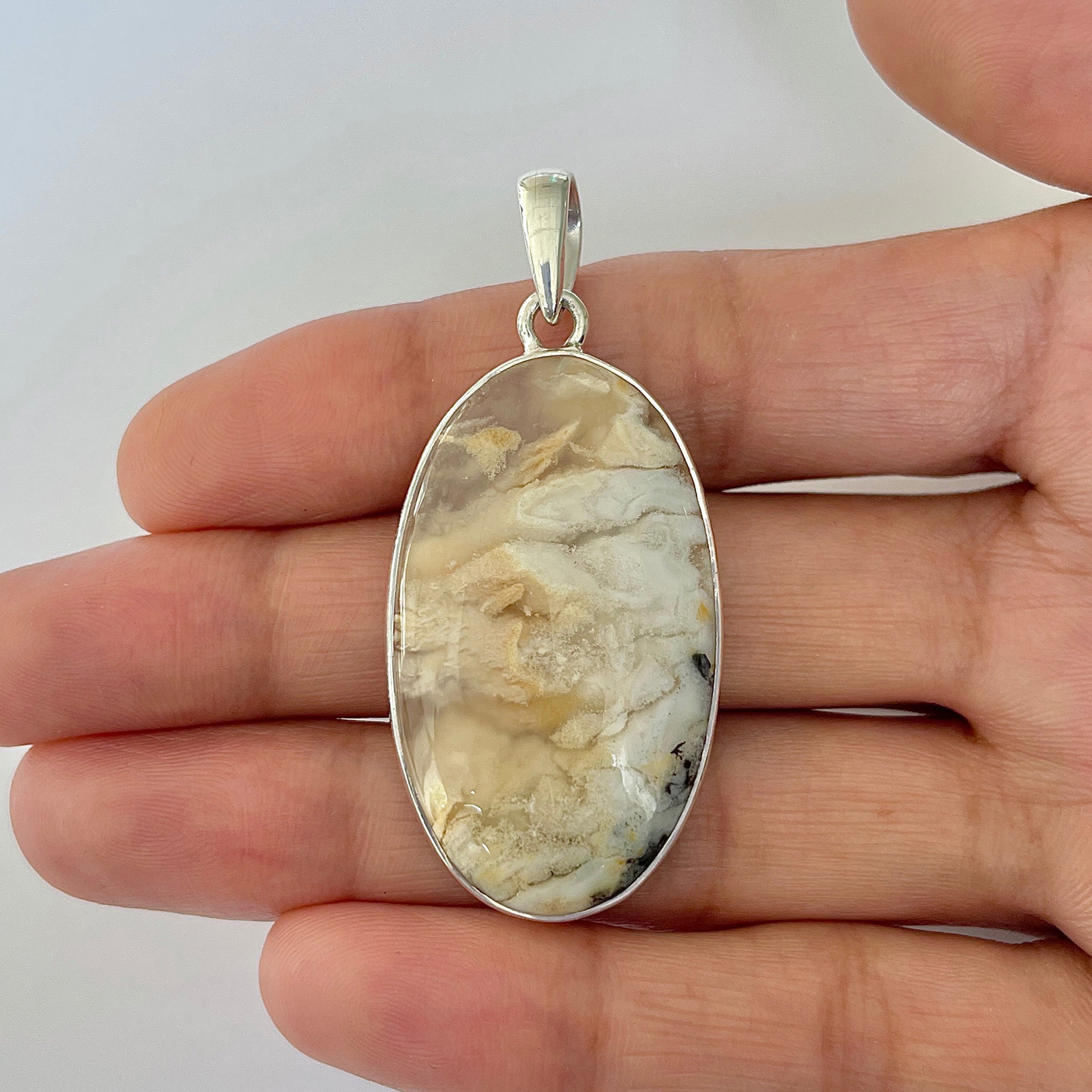 Plume Agate Pendant-(PLA-1-27)