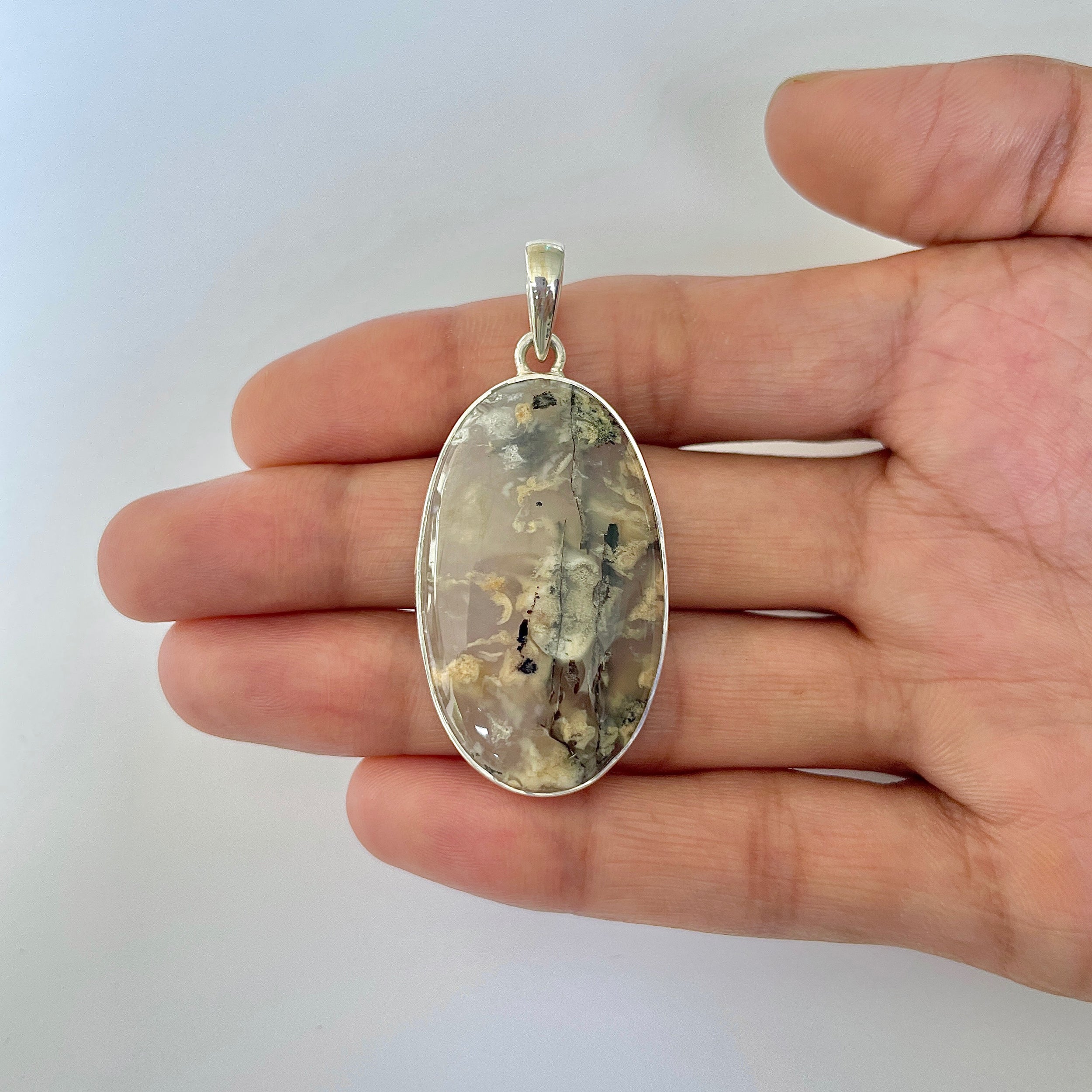 Plume Agate Pendant-(PLA-1-28)