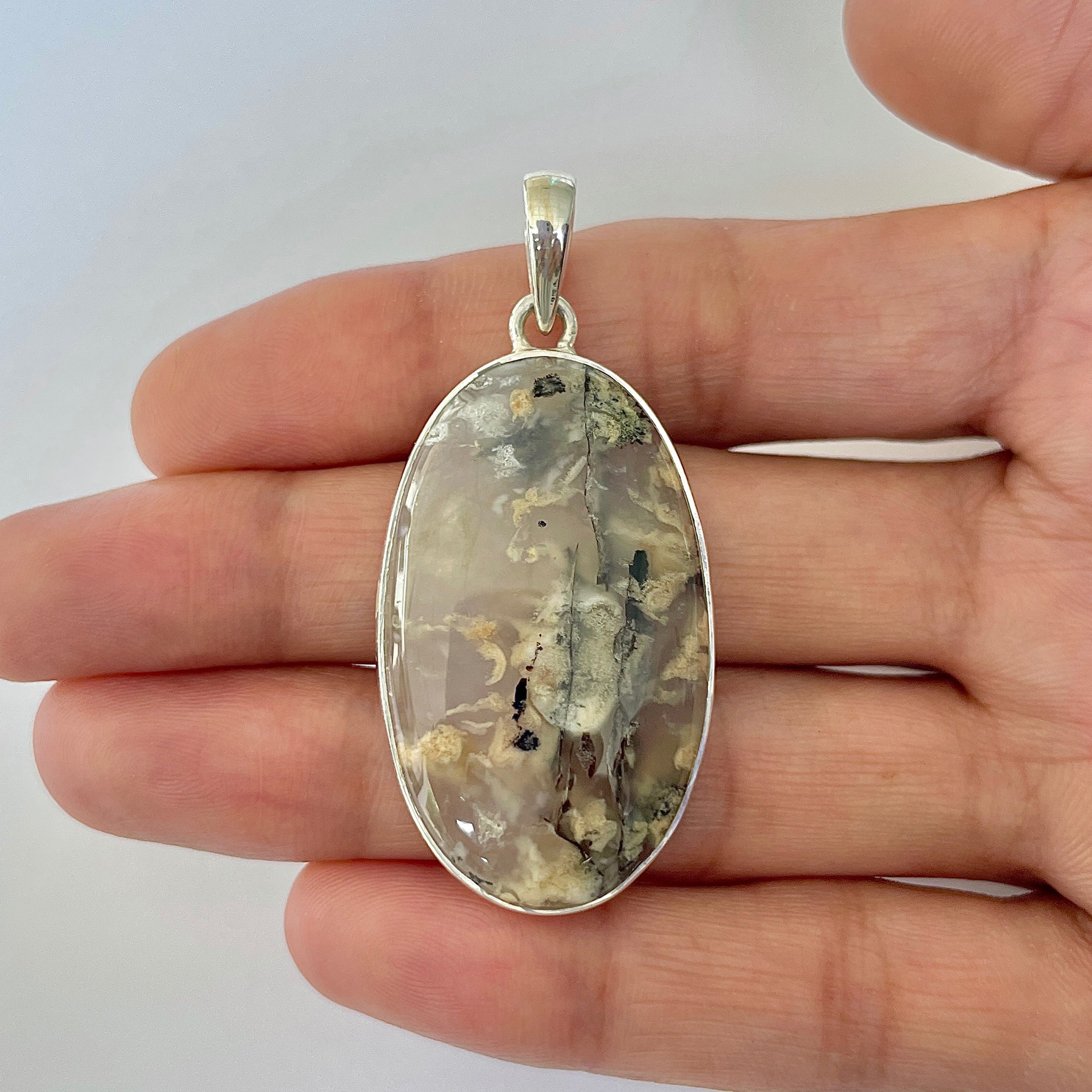 Plume Agate Pendant-(PLA-1-28)