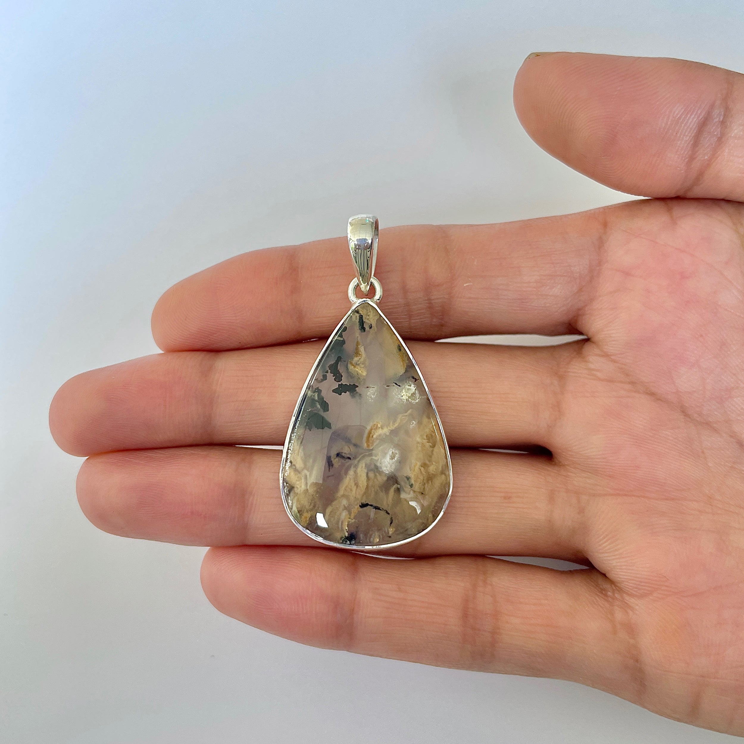 Plume Agate Pendant-(PLA-1-29)