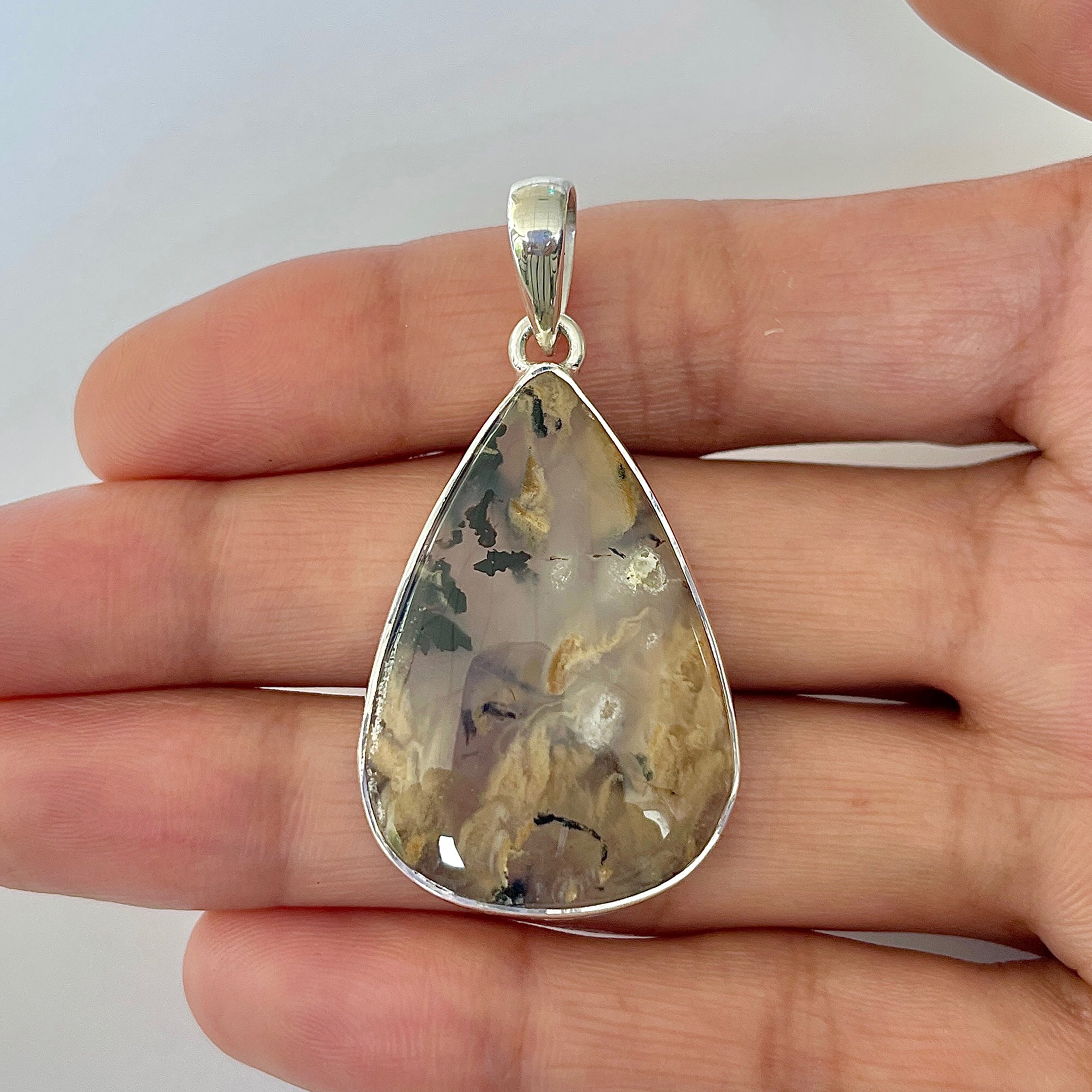 Plume Agate Pendant-(PLA-1-29)