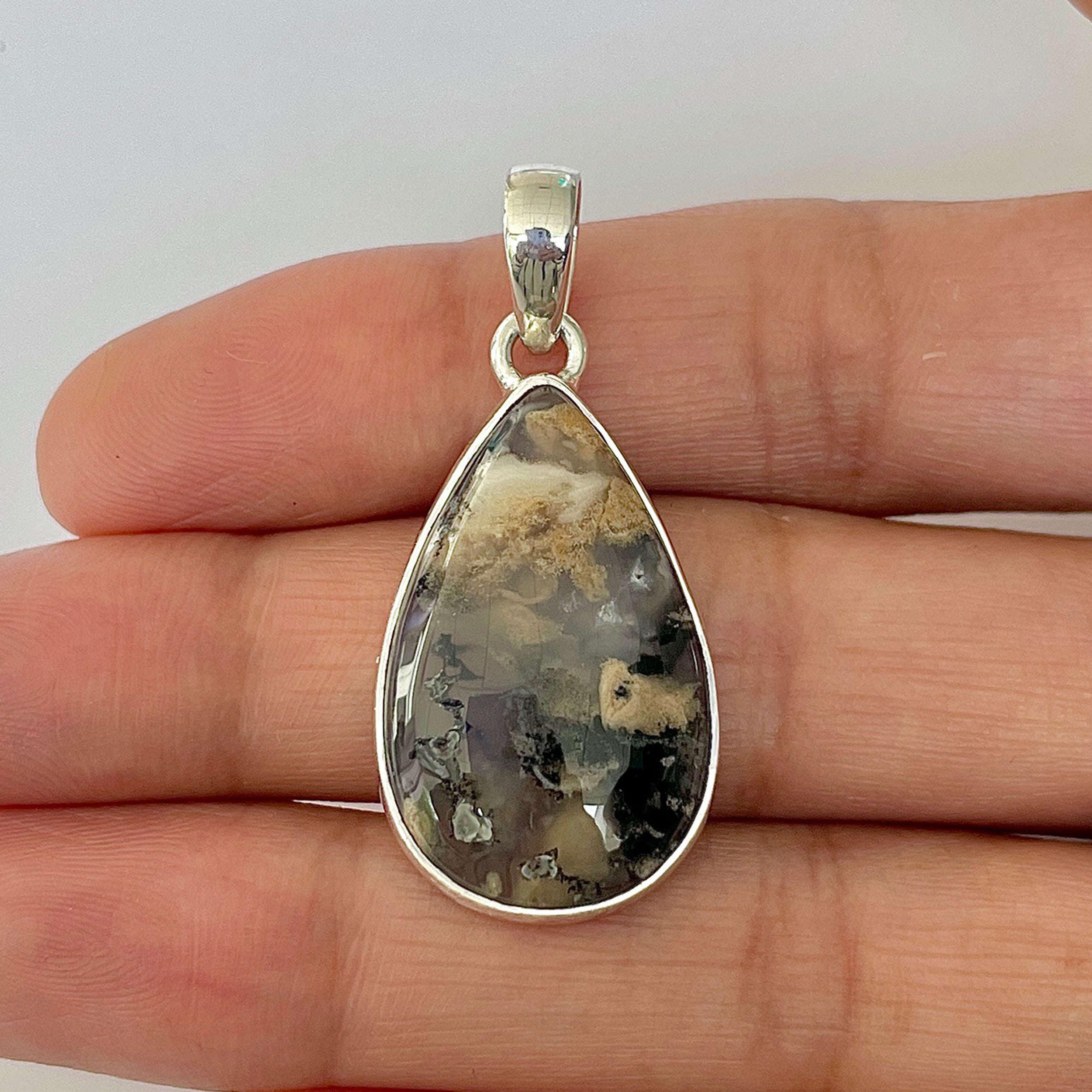 Plume Agate Pendant-(PLA-1-3)