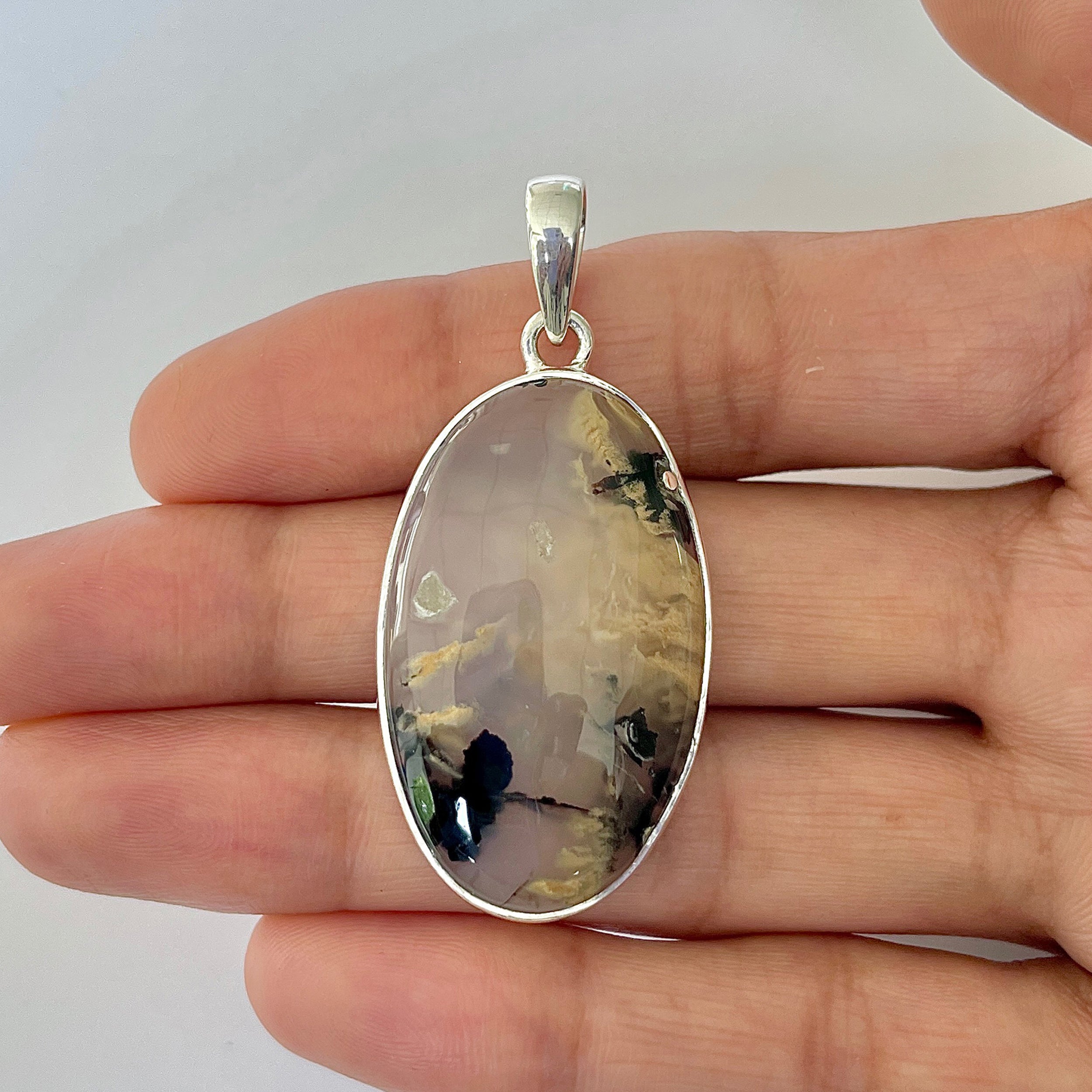 Plume Agate Pendant-(PLA-1-32)