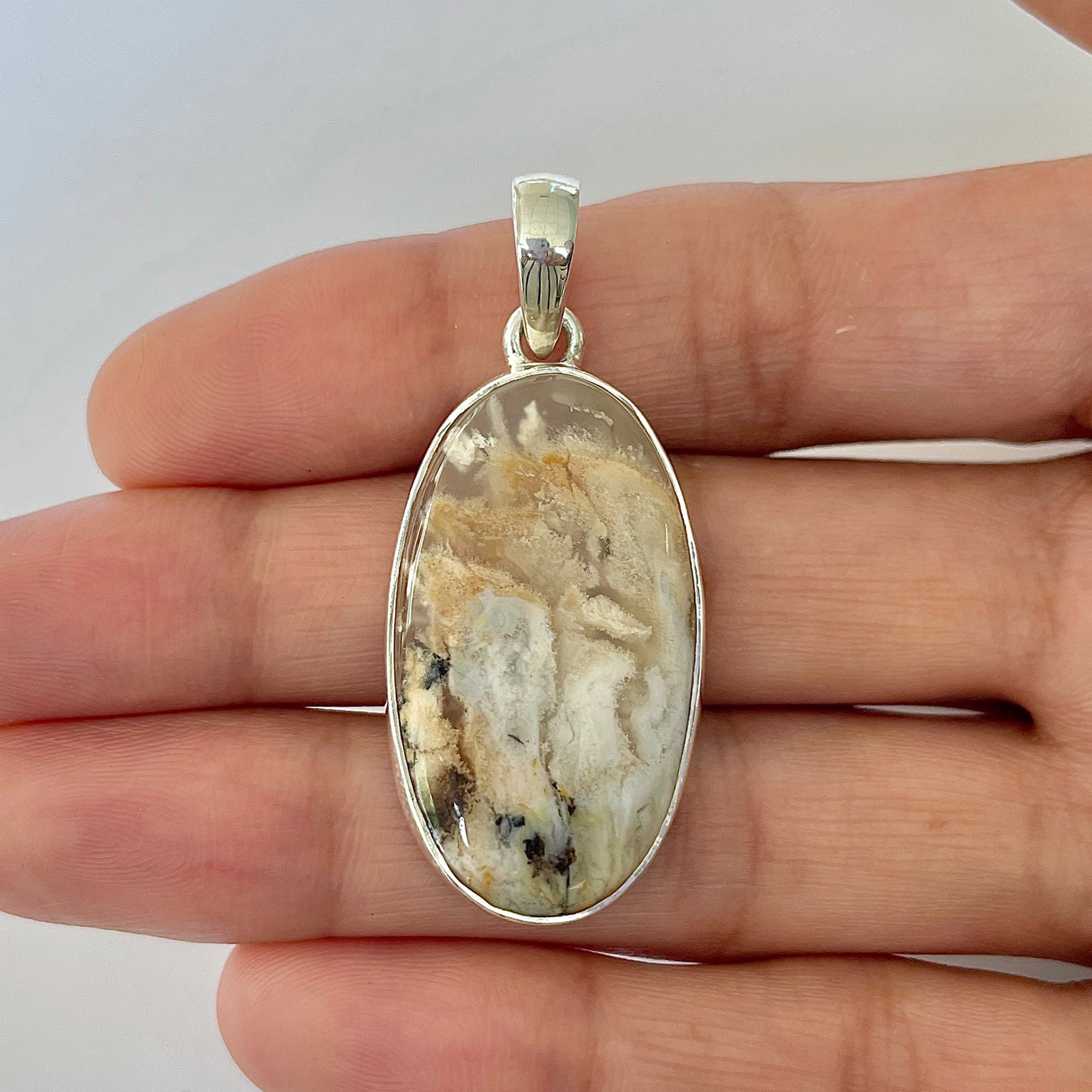 Plume Agate Pendant-(PLA-1-35)