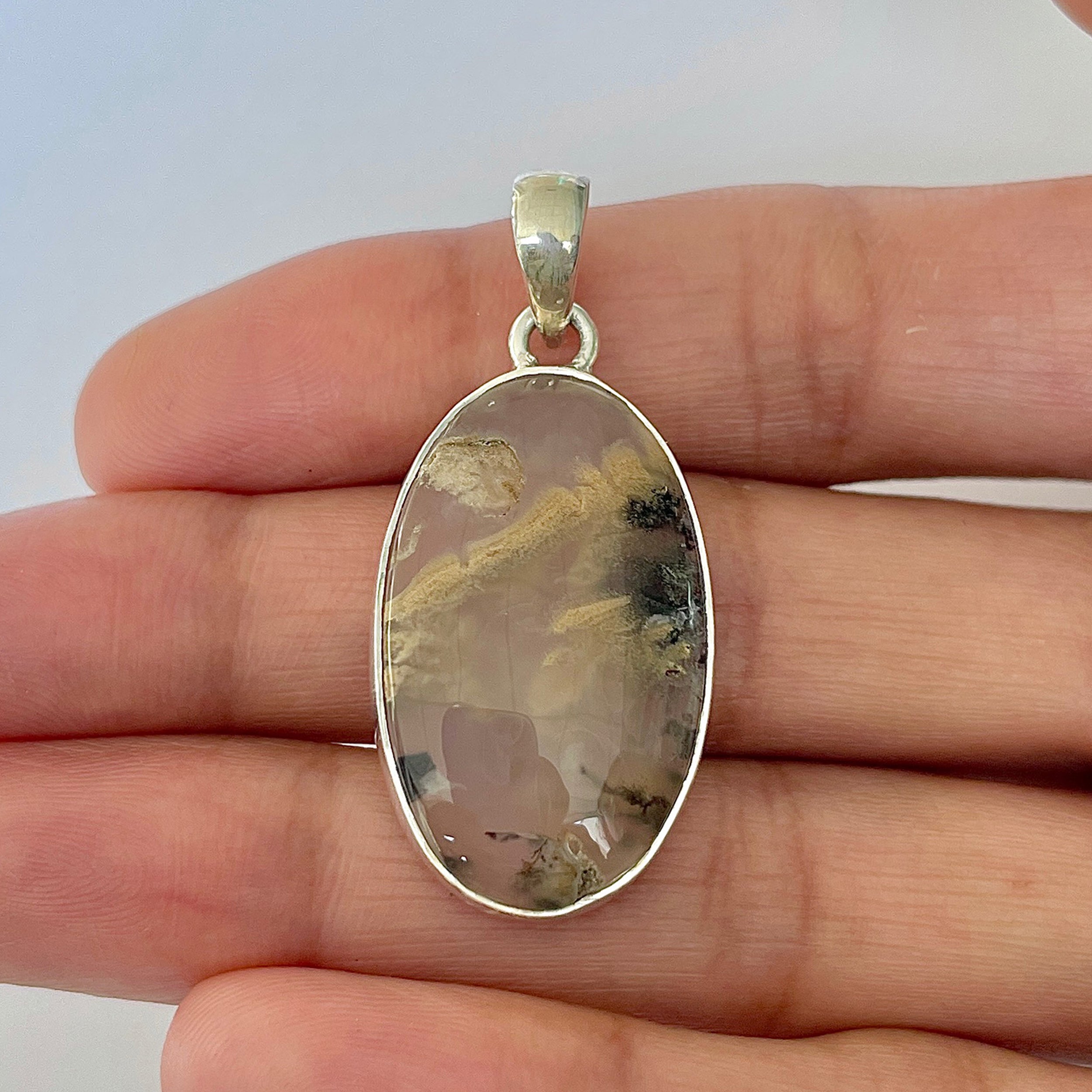 Plume Agate Pendant-(PLA-1-7)