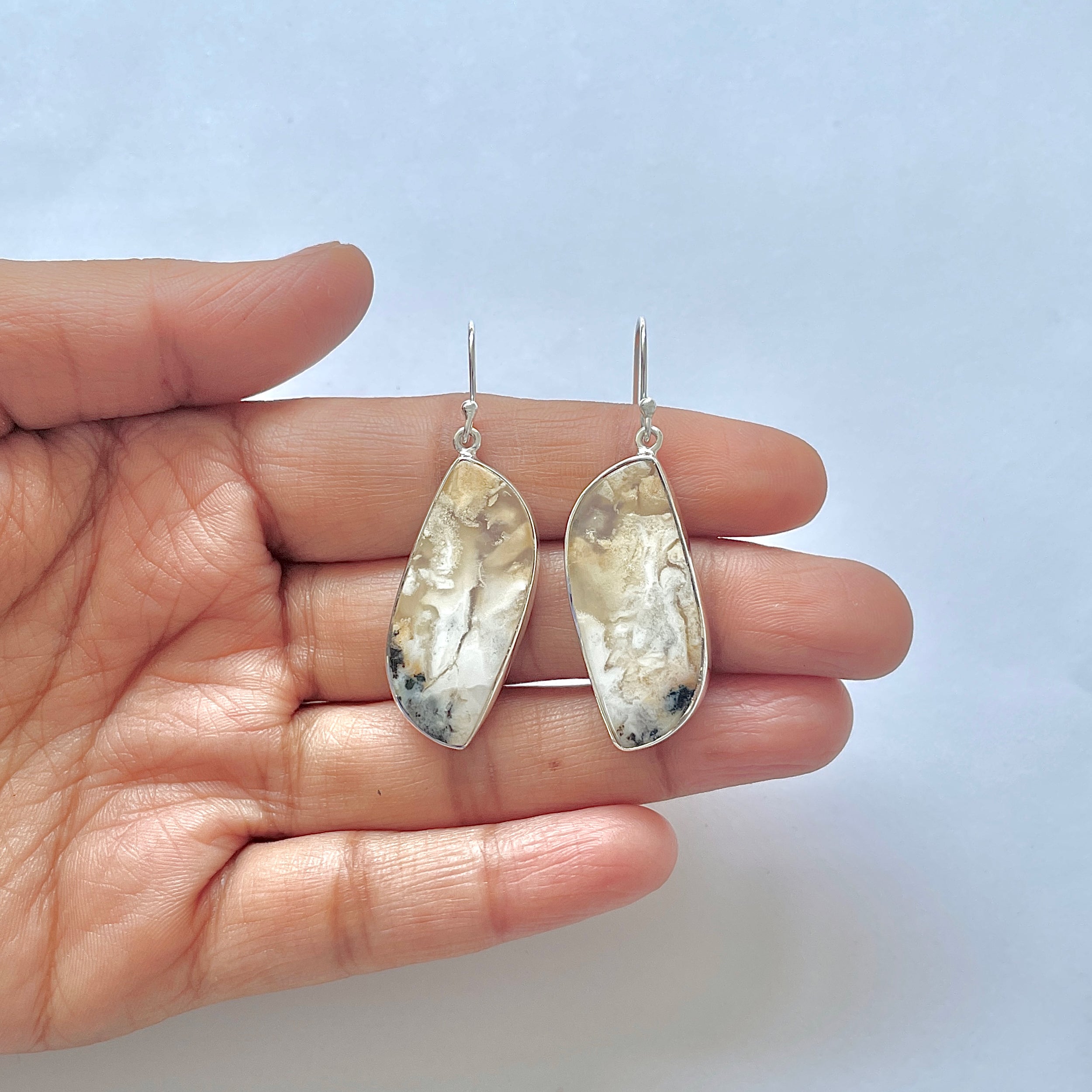 Plume Agate Earring-(PLA-3-1)