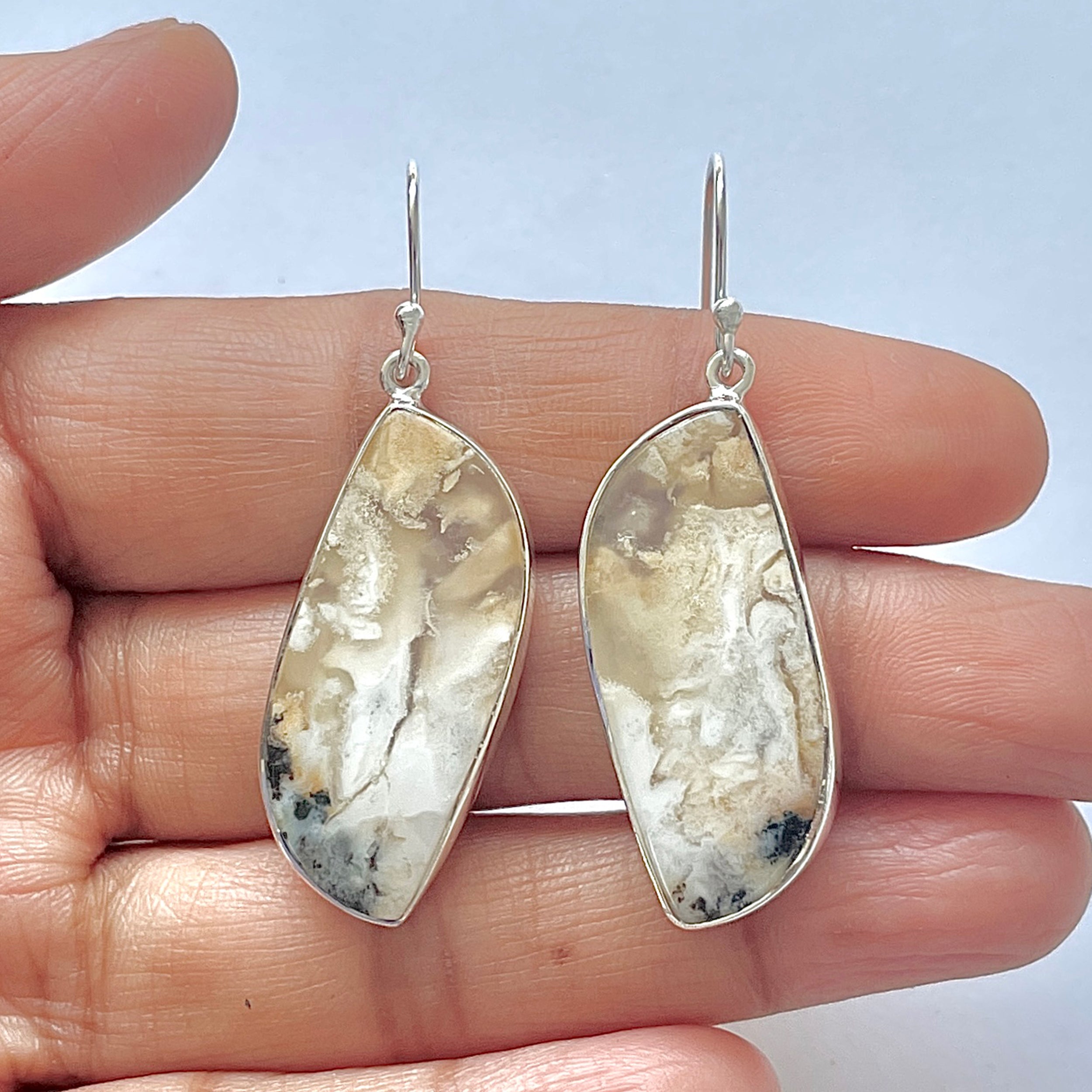 Plume Agate Earring-(PLA-3-1)