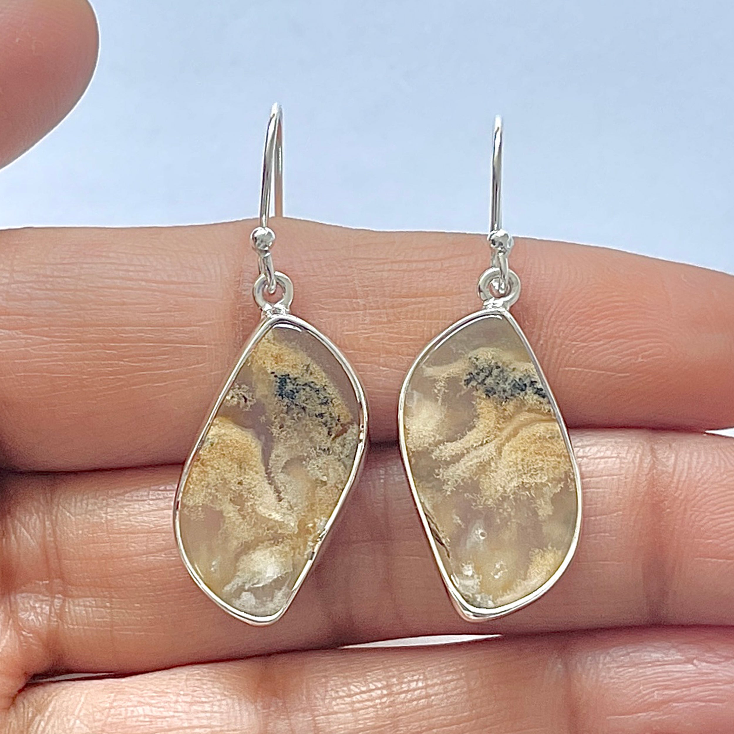 Plume Agate Earring-(PLA-3-10)