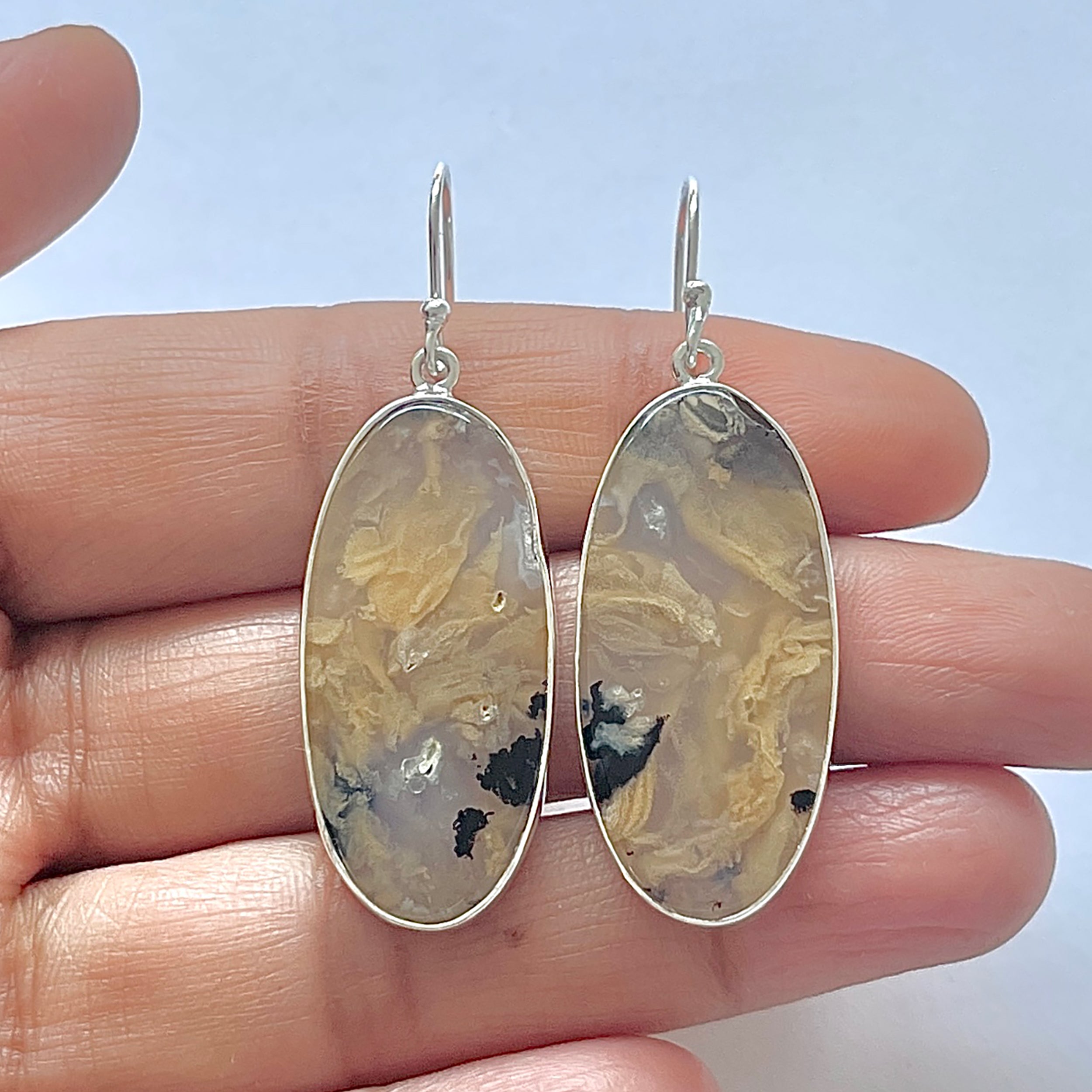 Plume Agate Earring-(PLA-3-12)