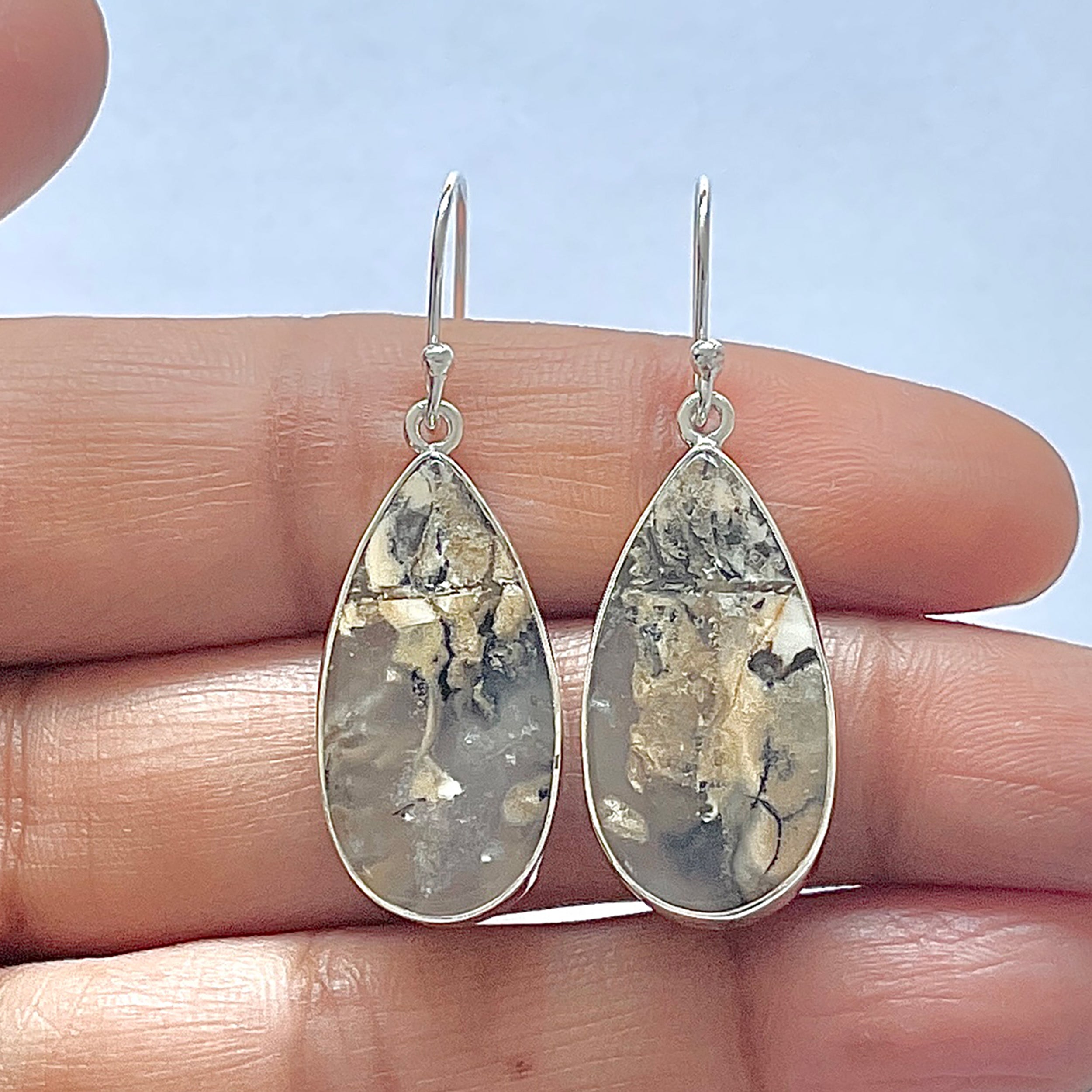 Plume Agate Earring-(PLA-3-13)