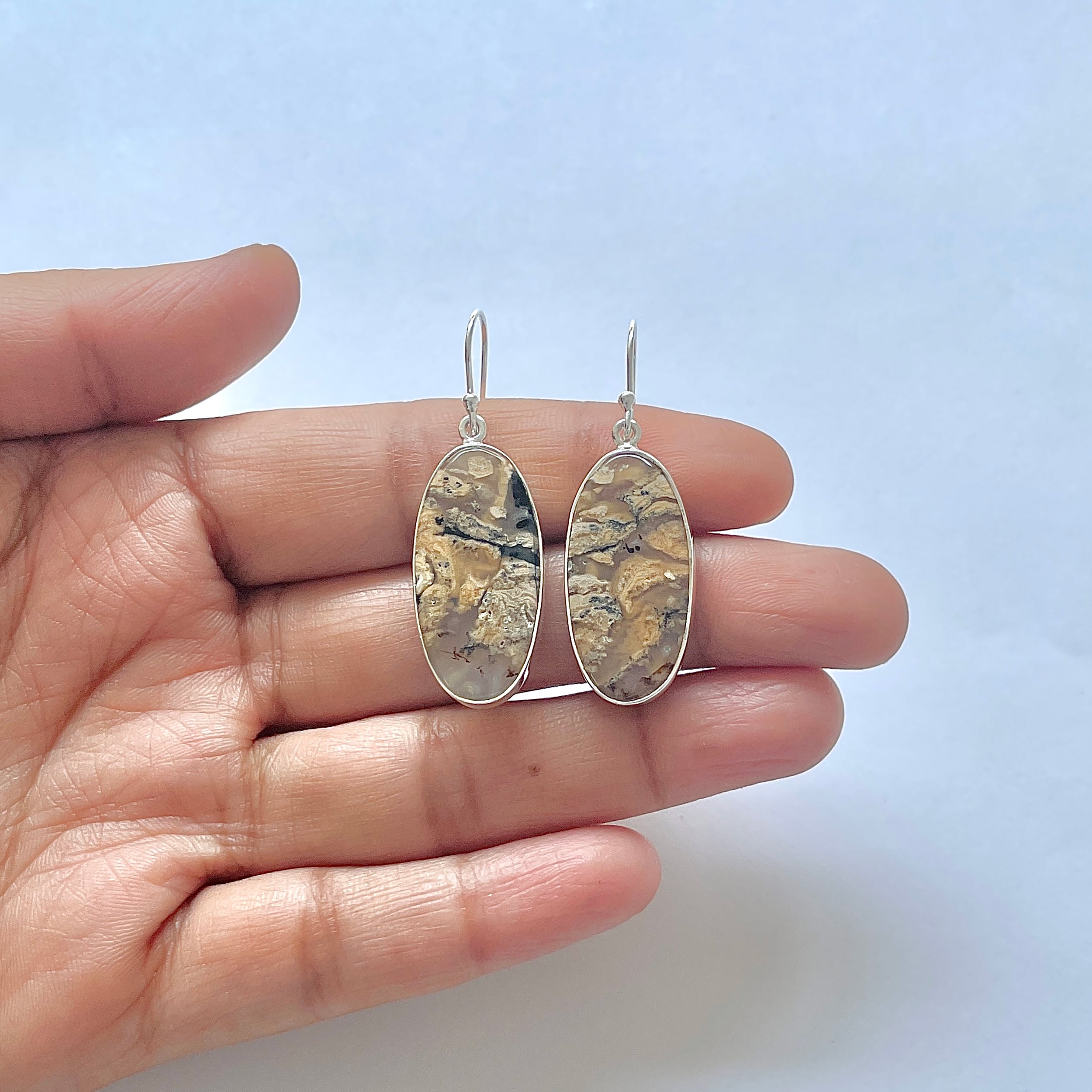 Plume Agate Earring-(PLA-3-14)