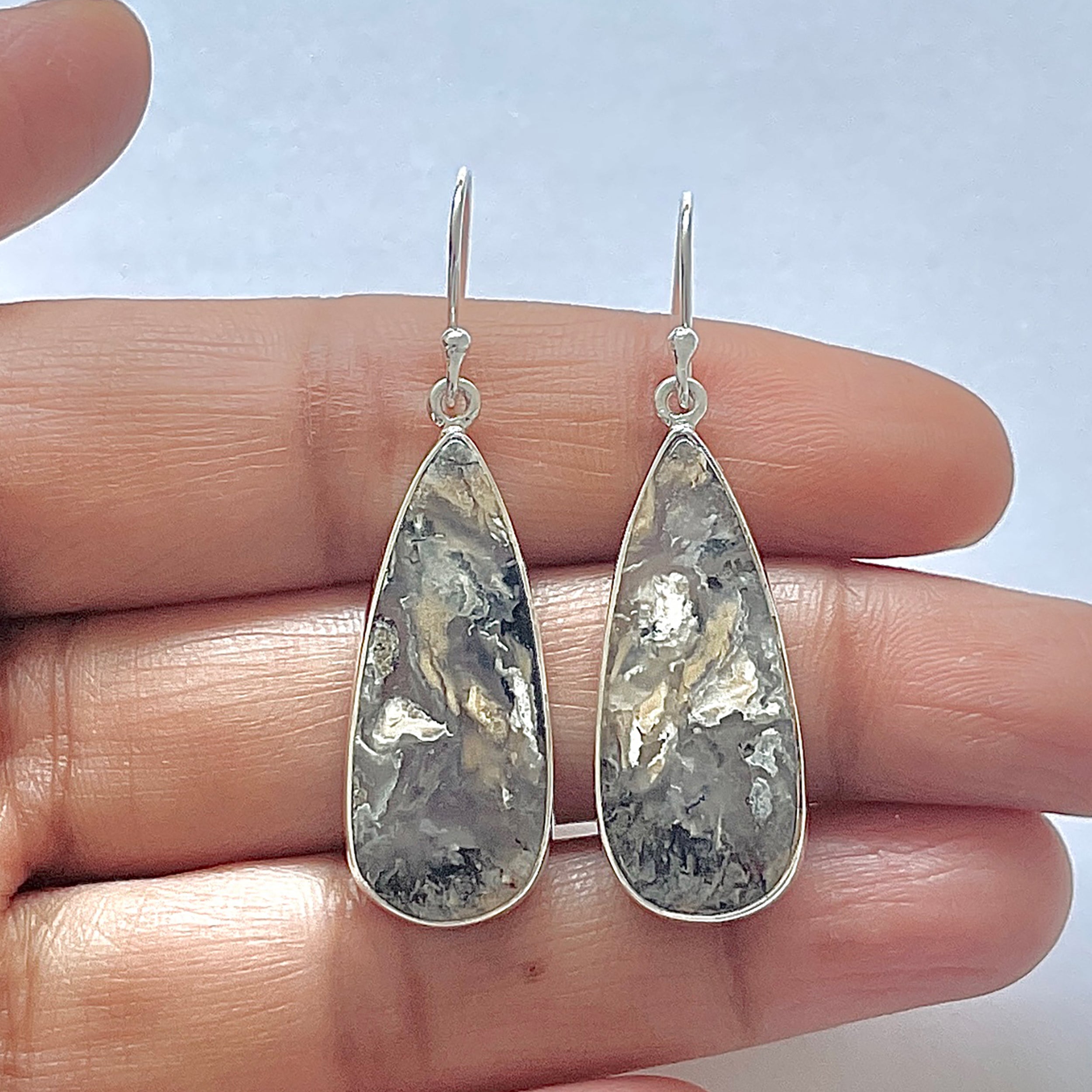 Plume Agate Earring-(PLA-3-15)