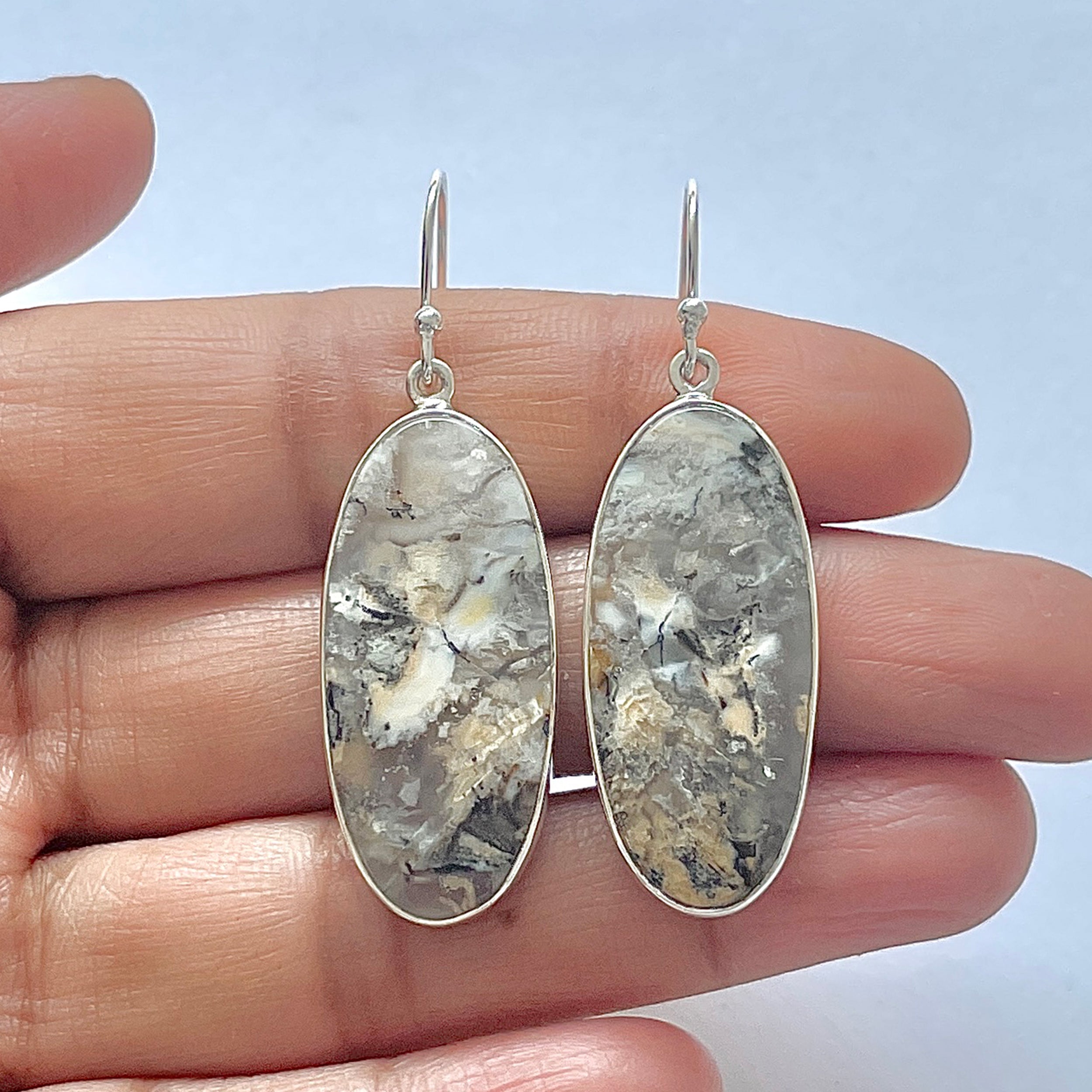 Plume Agate Earring-(PLA-3-16)