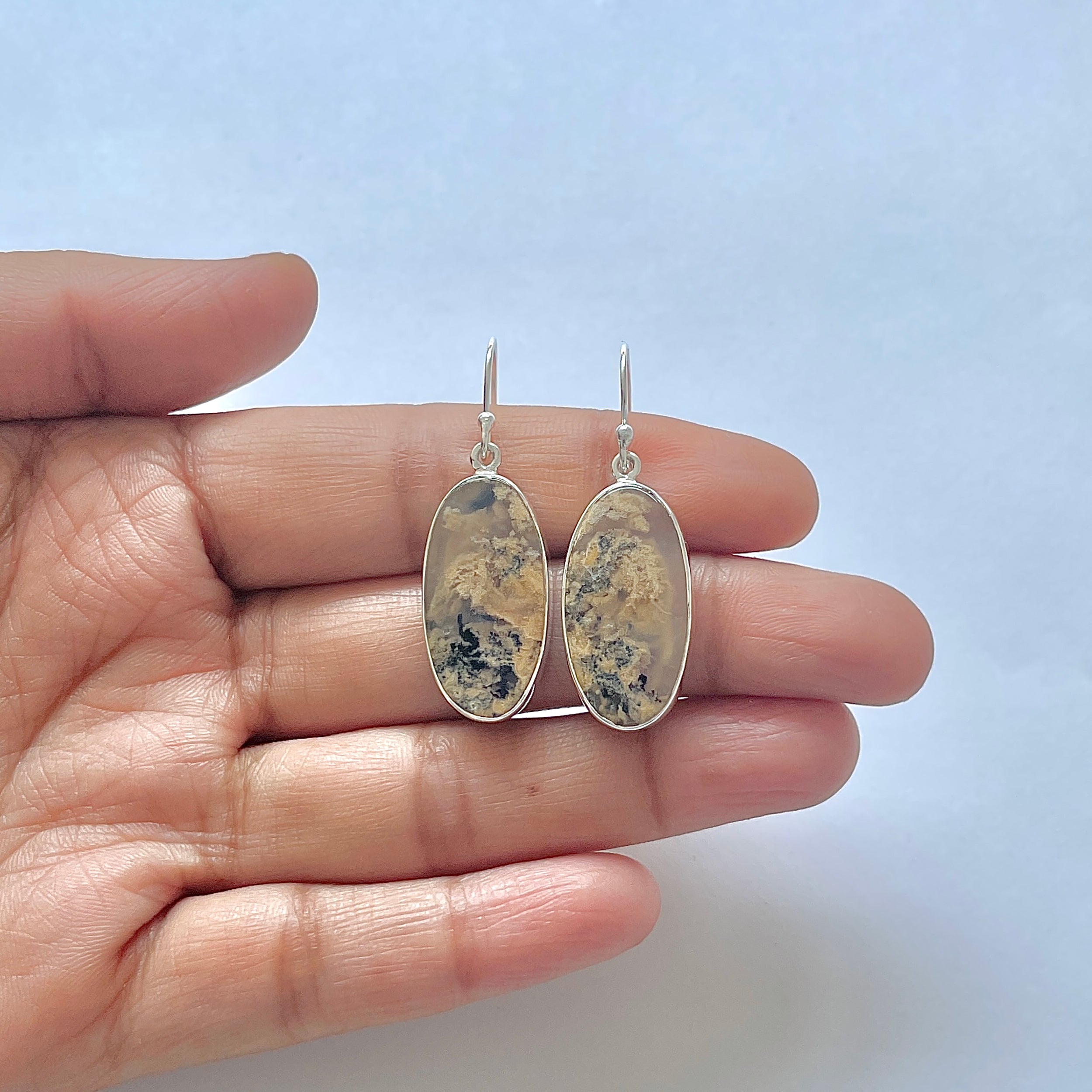 Plume Agate Earring-(PLA-3-17)