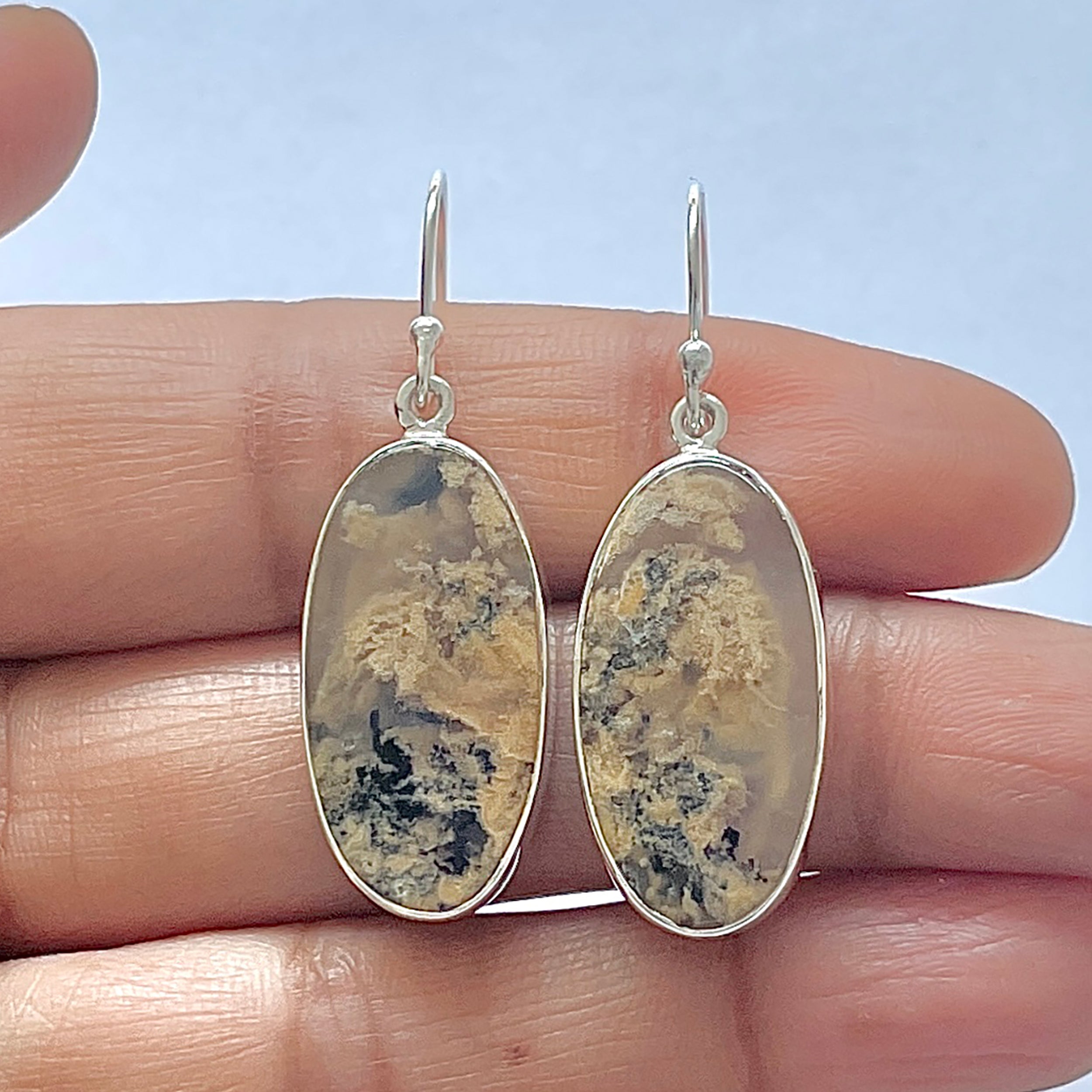 Plume Agate Earring-(PLA-3-17)